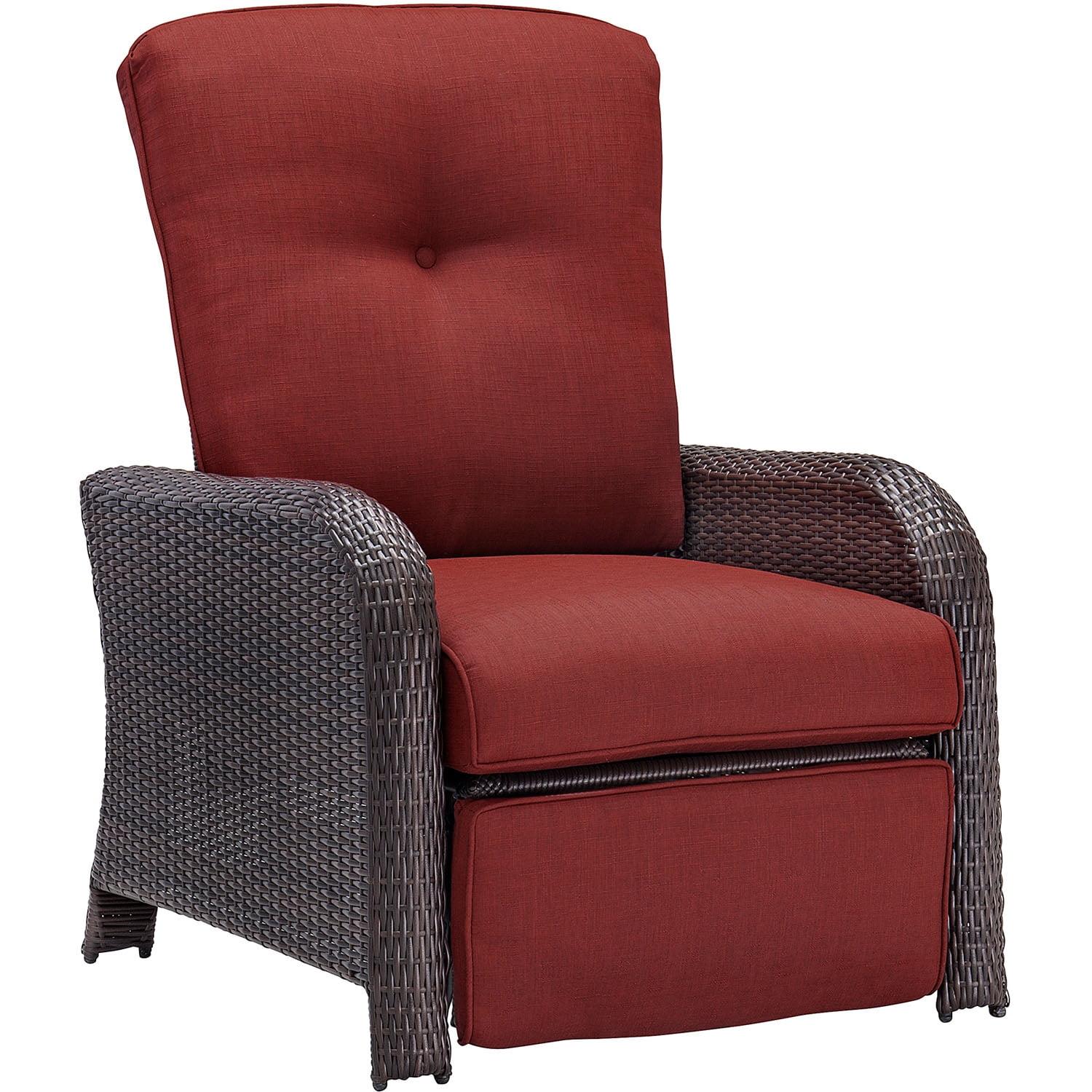 Strathmere Crimson Red Wicker and Steel Outdoor Recliner