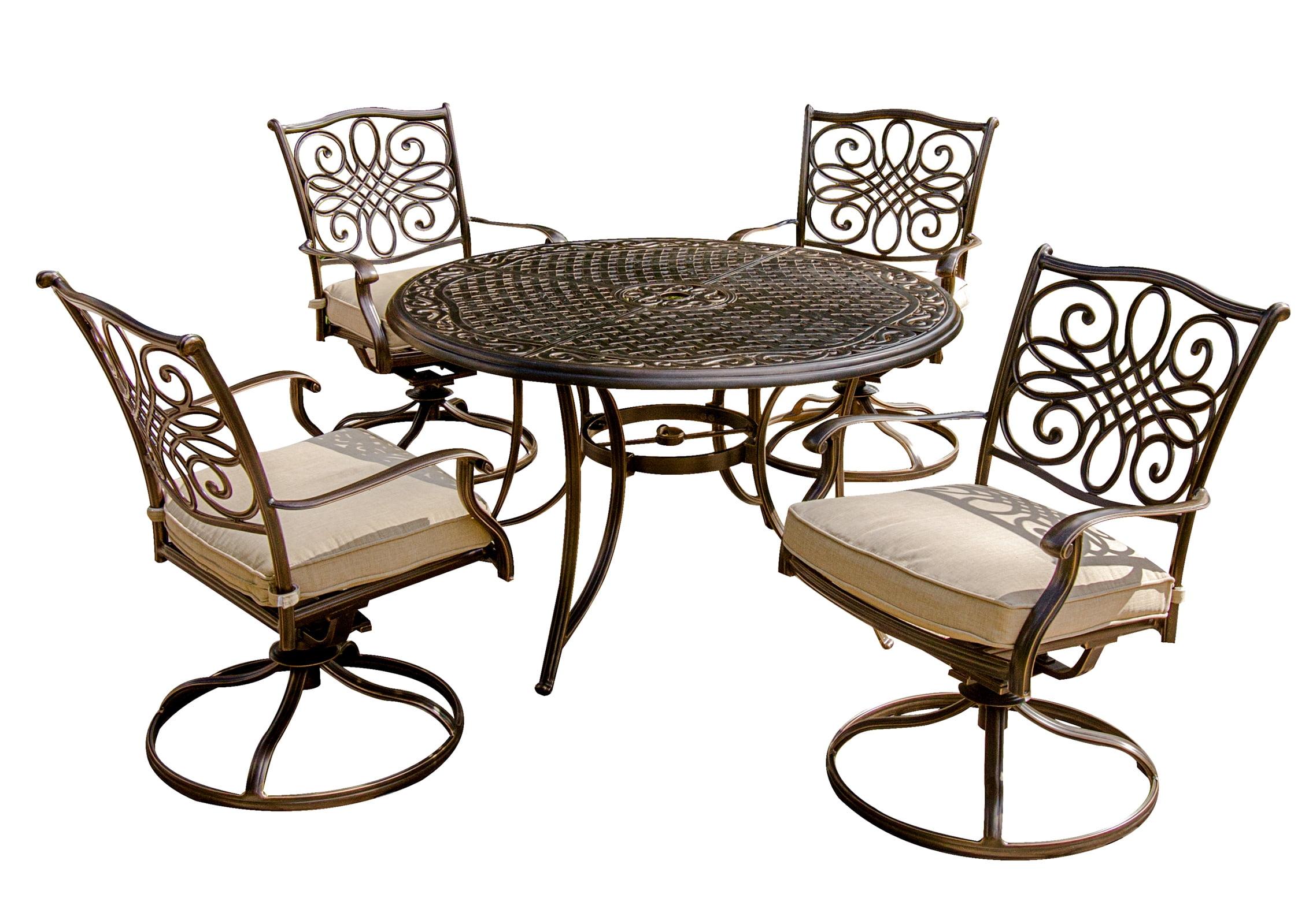 Traditions 5-Piece Tan Aluminum Patio Dining Set with Cushions