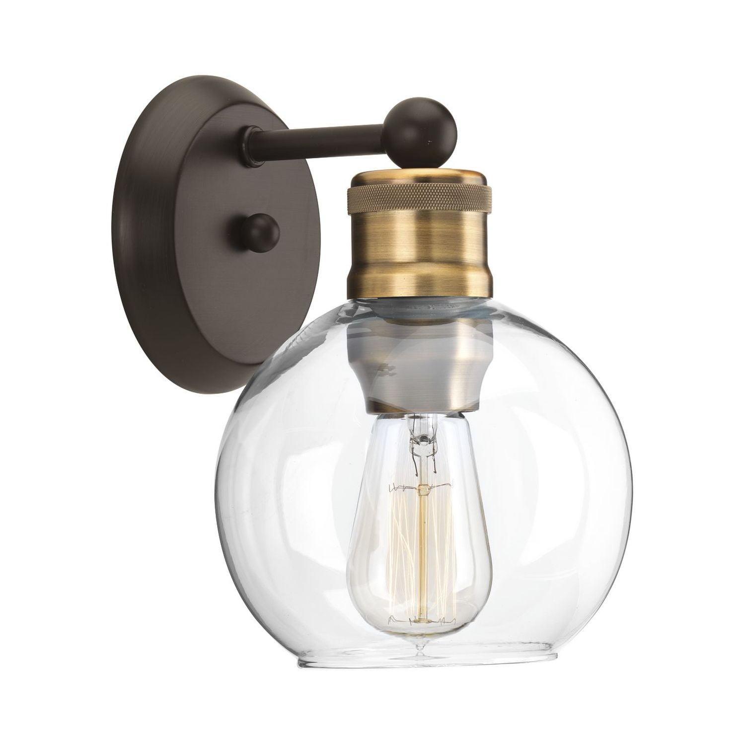 Progress Lighting Hansford 1-Light Bath & Vanity Fixture, Antique Bronze, Clear Spherical Shade