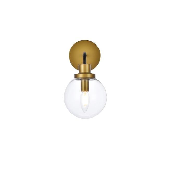 Elegant Lighting Hanson 1 light bath sconce in black with brass with clear shade
