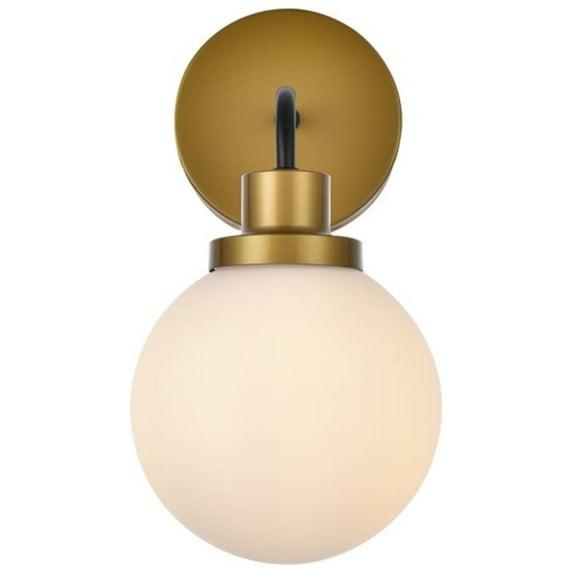 Elegant Lighting Hanson 1 light bath sconce in black with brass with frosted shade