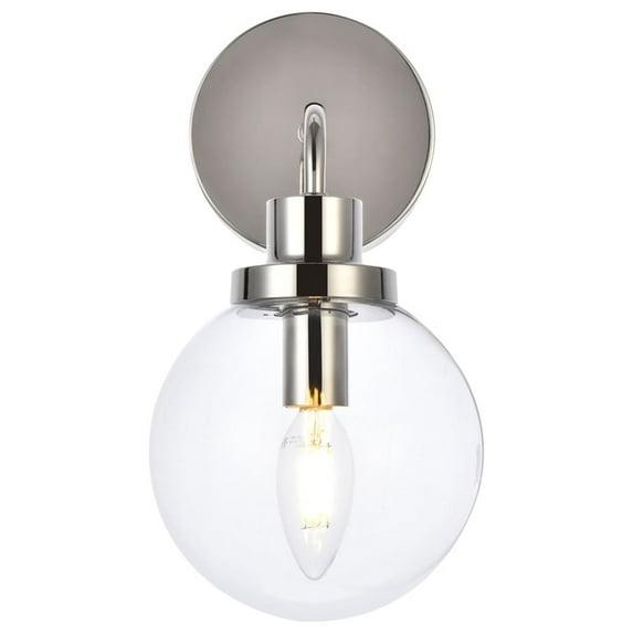 Elegant Lighting Hanson 1 light bath sconce in polished nickel with clear shade