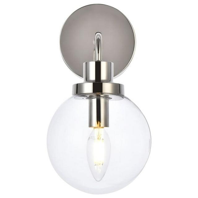 Elegant Lighting Hanson 1 light bath sconce in polished nickel with clear shade