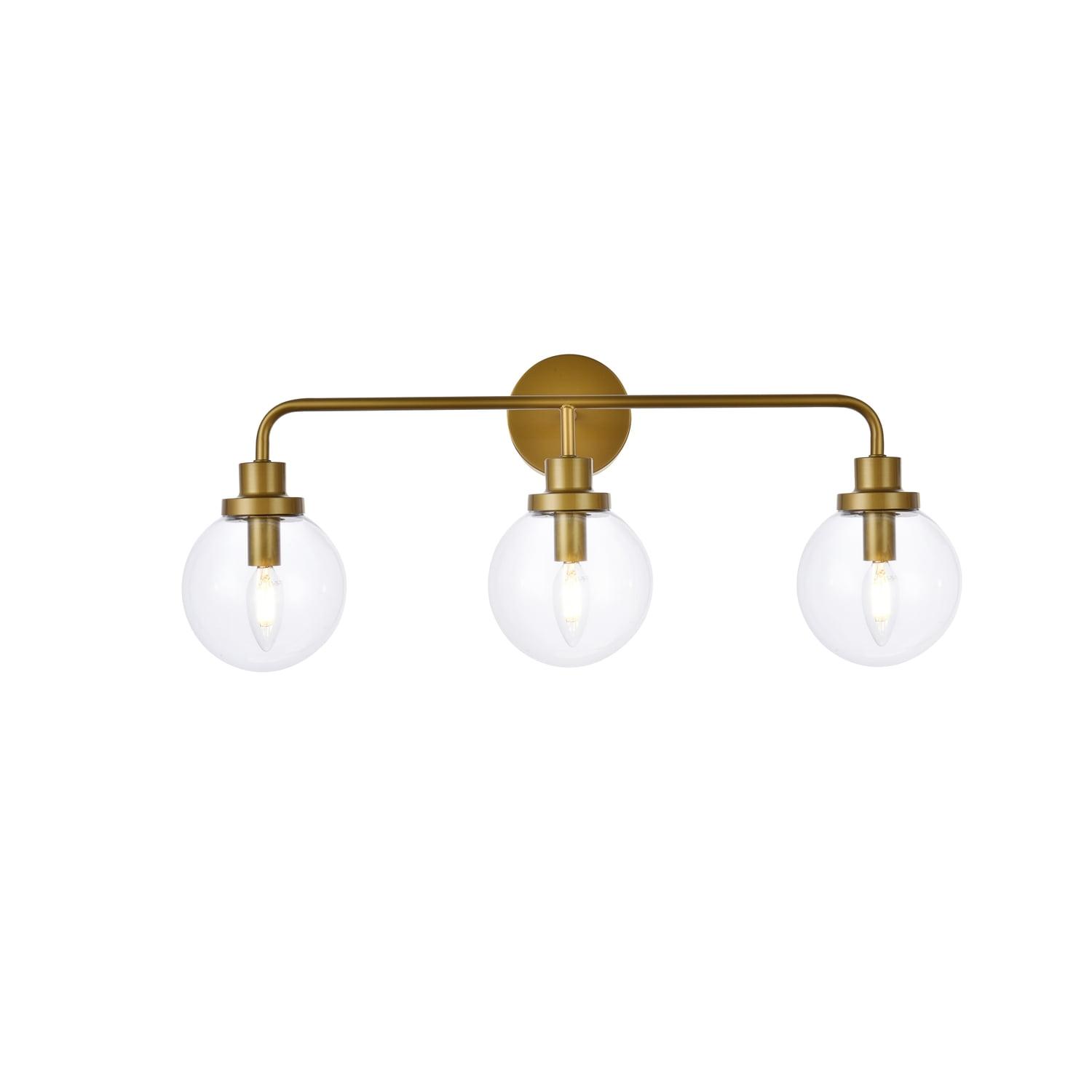 Hanson 3-Light Brass and Clear Glass Wall Sconce