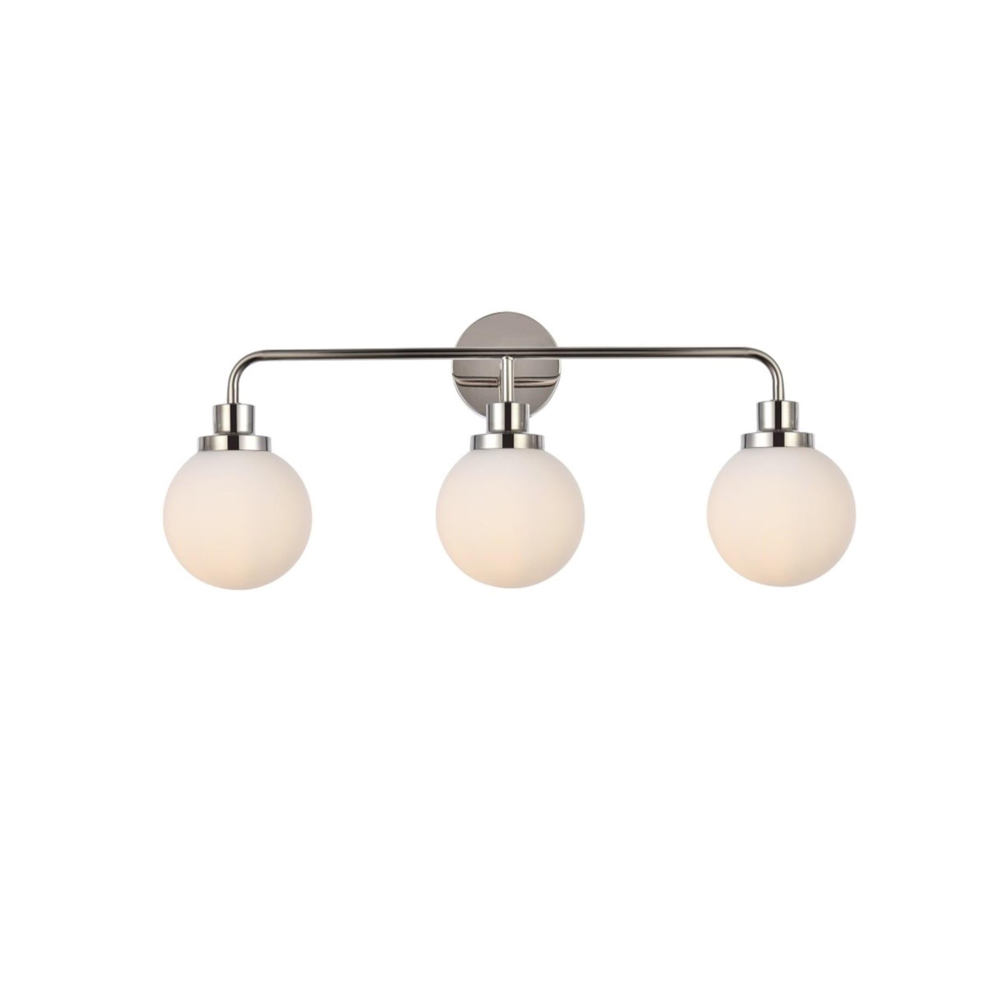 Elegant Polished Nickel 3-Light Bath Sconce with Opal White Shade