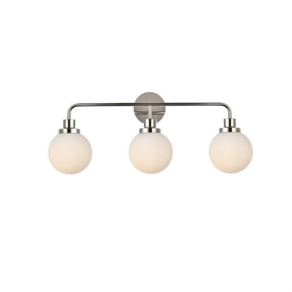 Elegant Lighting Hanson 3 lights bath sconce in polished nickel with frosted shade
