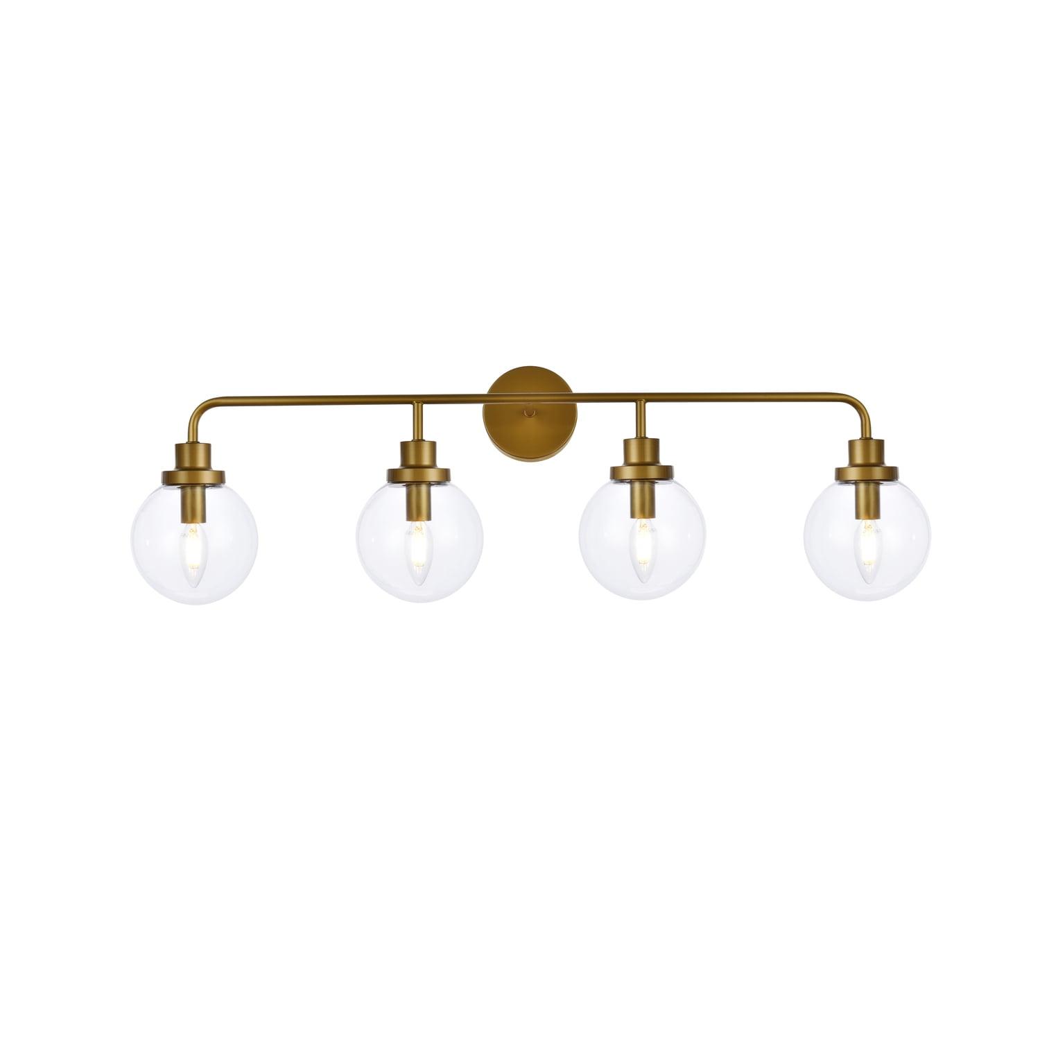 Elegant Lighting Hanson 4 lights bath sconce in brass with clear shade