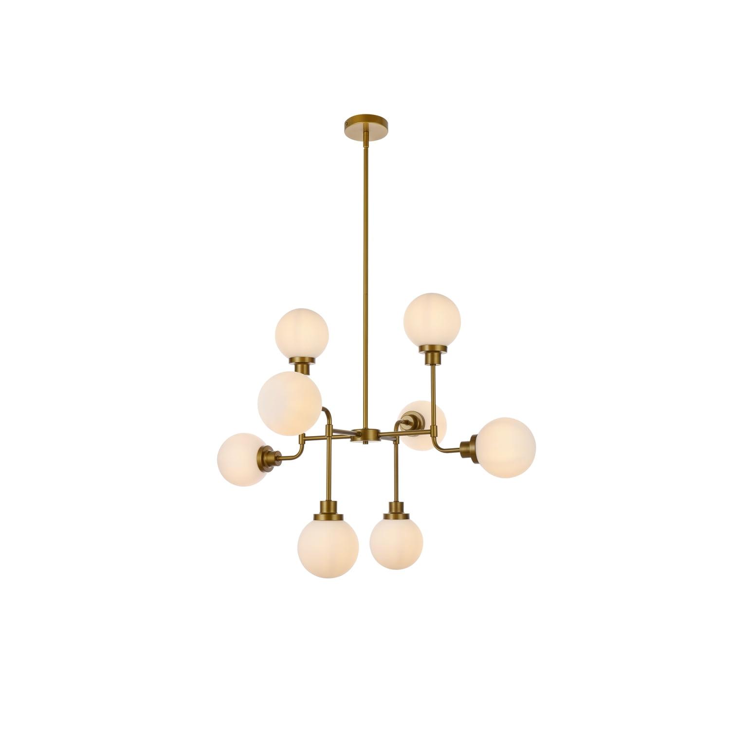 Hanson 8 lights pendant in brass with frosted shade