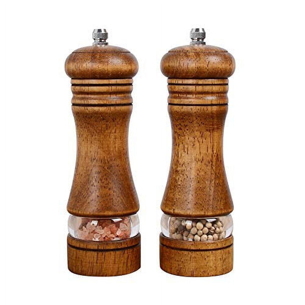 Oak Wood Salt and Pepper Grinder Set with Acrylic Window