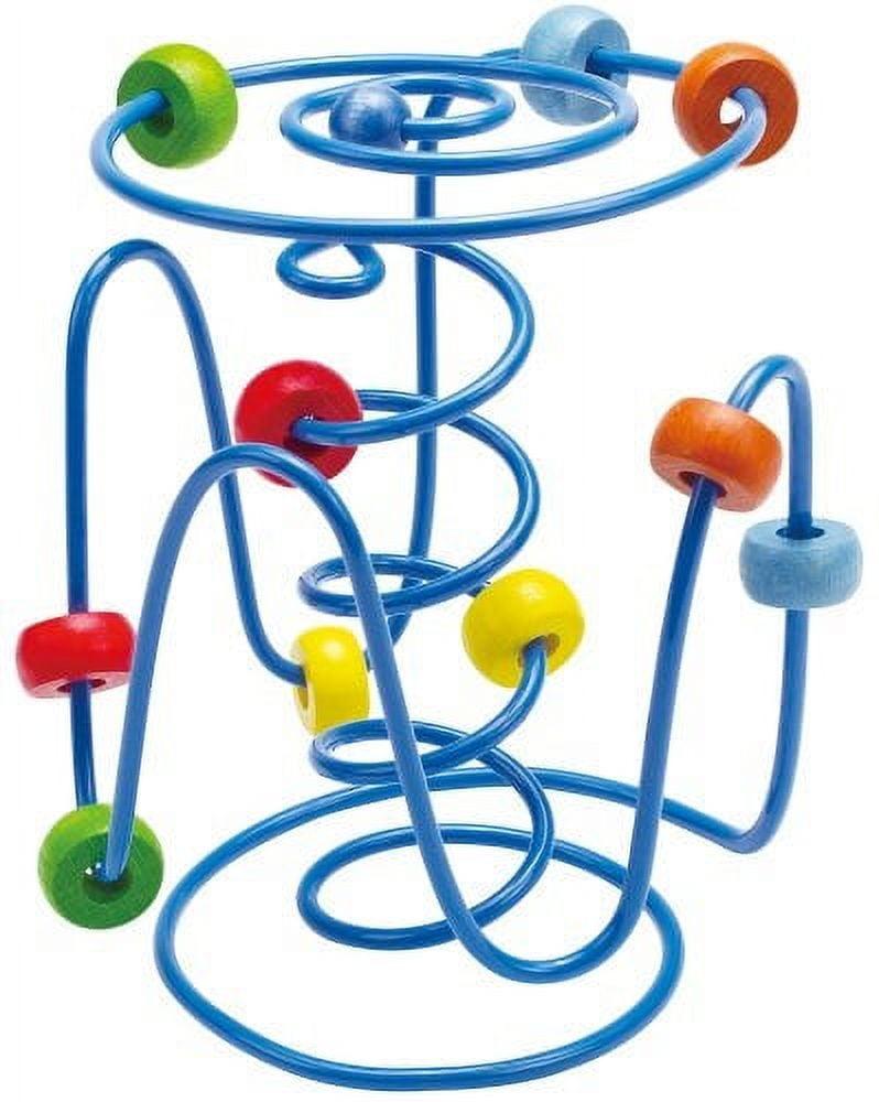 Hape: Spring-A-Ling - Wooden Beads & Blue Spiral Wire Maze, Ages 6mo+