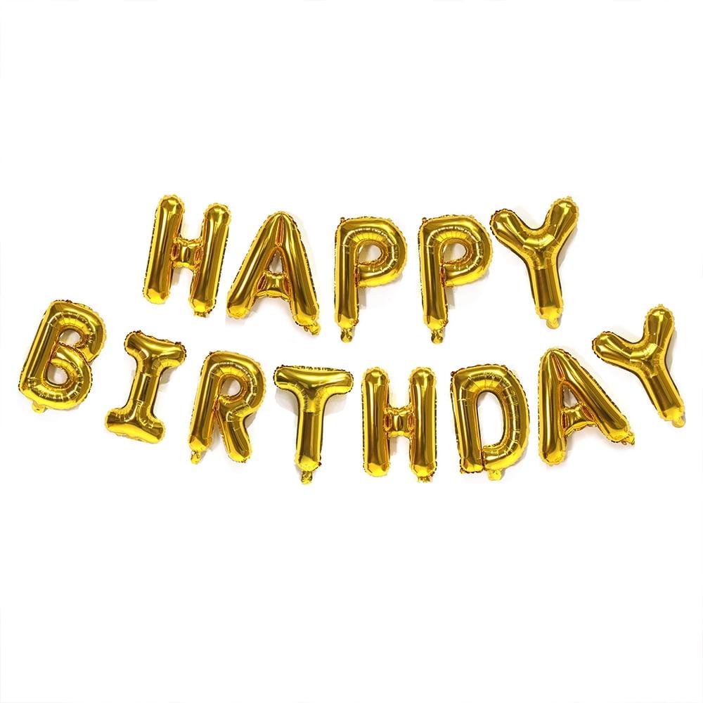 Happy Birthday Balloon Banner Party 16 Inch 3D Aluminum Foil Balloon kit Birthday Party Decor - gold