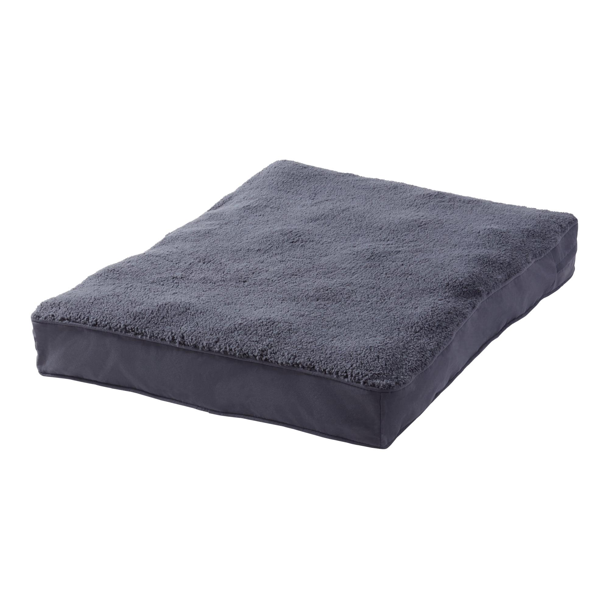 Large Blue Steel Orthopedic Dog Bed with Sherpa Panel