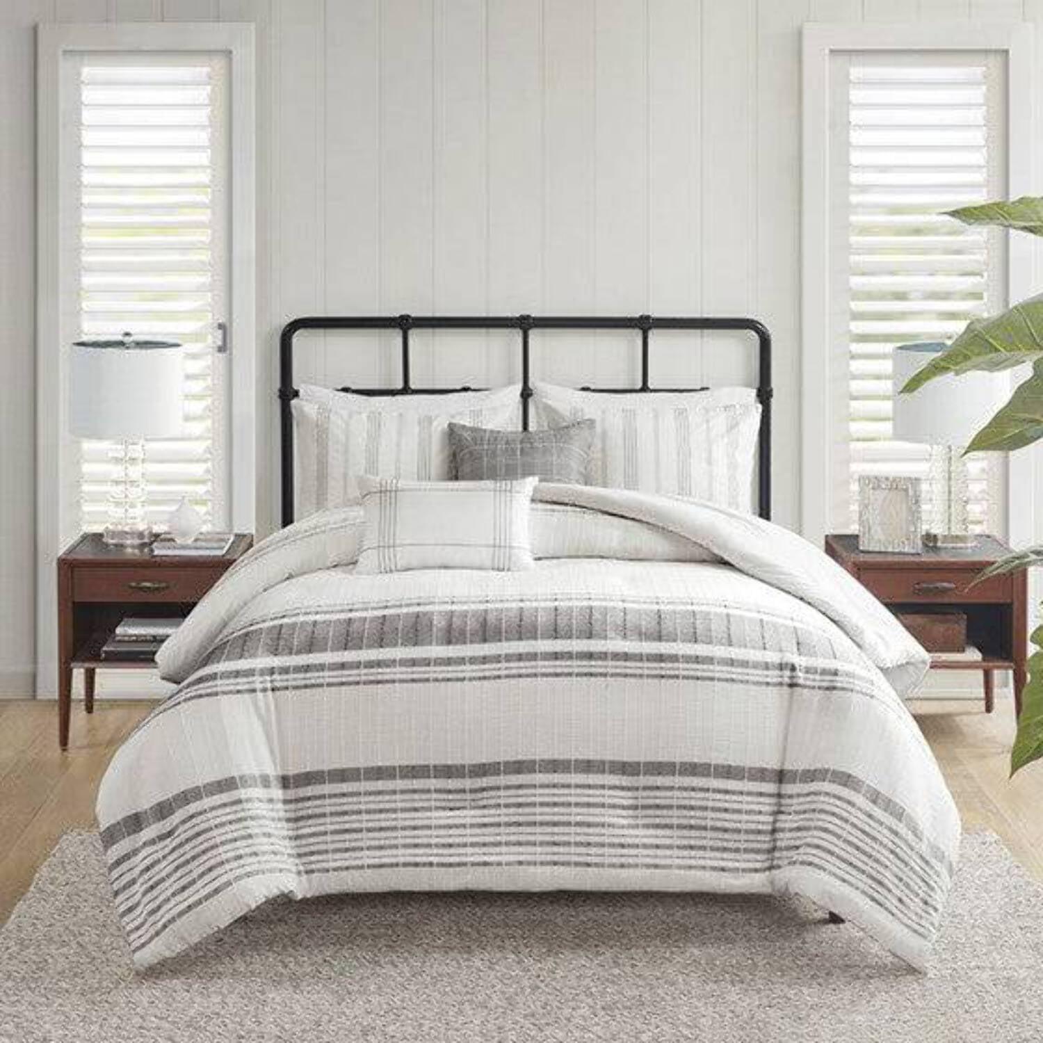 Cotton Jaquard Striped Duvet Cover Set