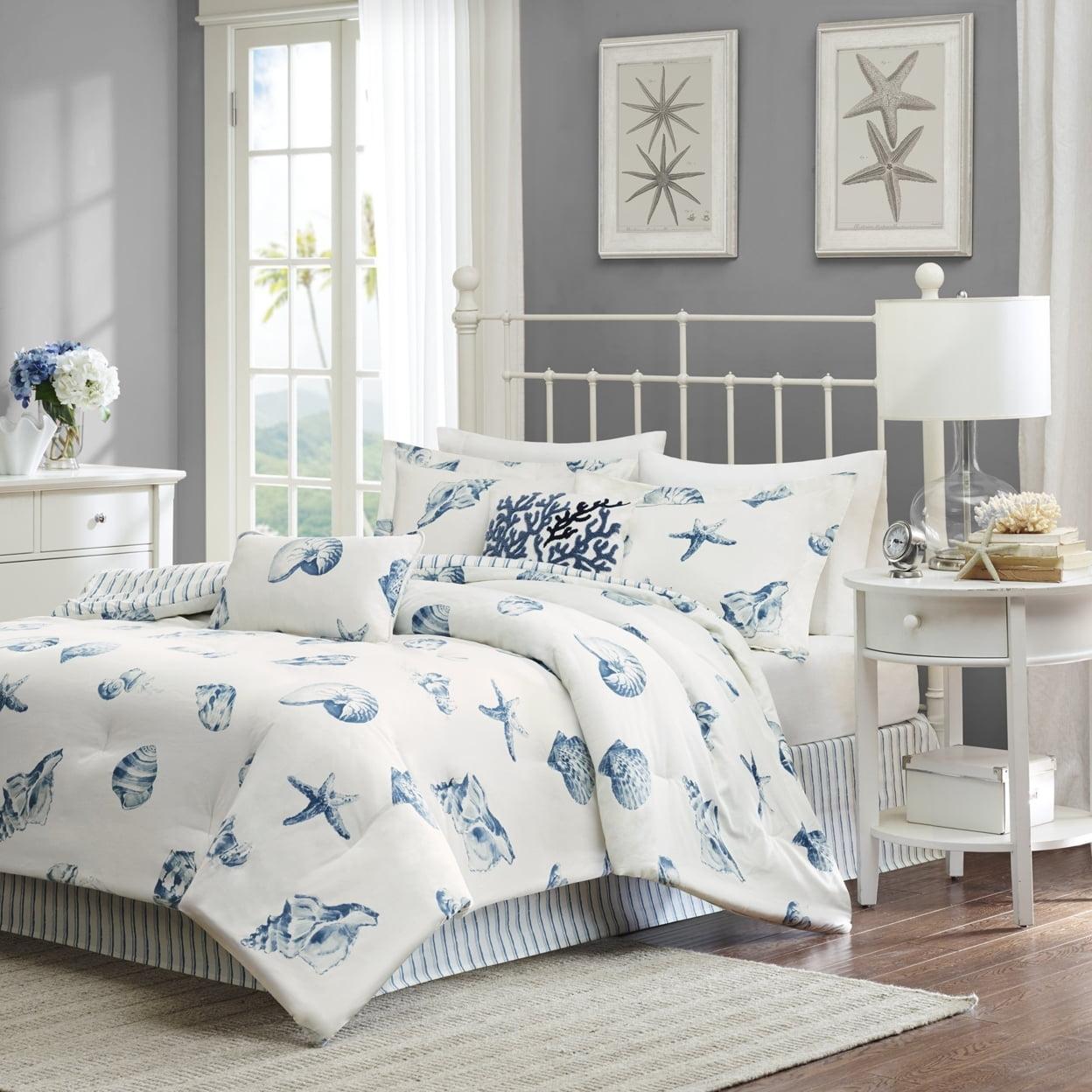 Nautical Blue Cotton Reversible Queen Comforter Set