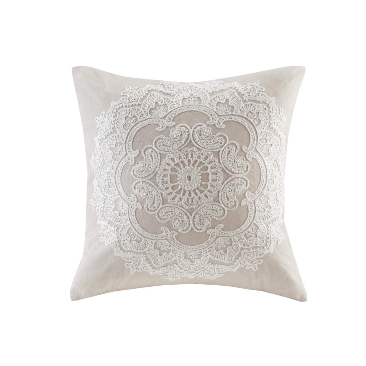 Suzanna Embroidered Cotton Square Pillow