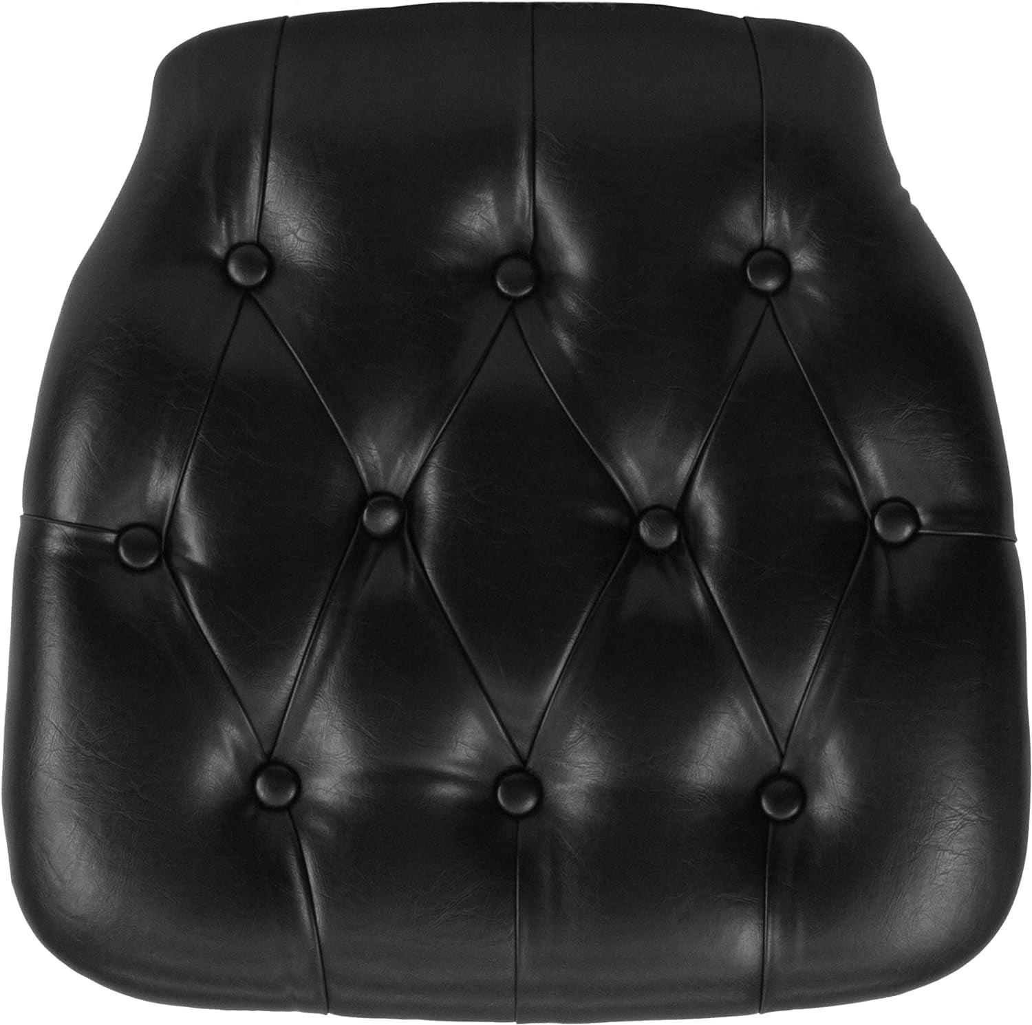 Elegant Black Tufted Vinyl Chiavari Chair Cushion for Dining Comfort