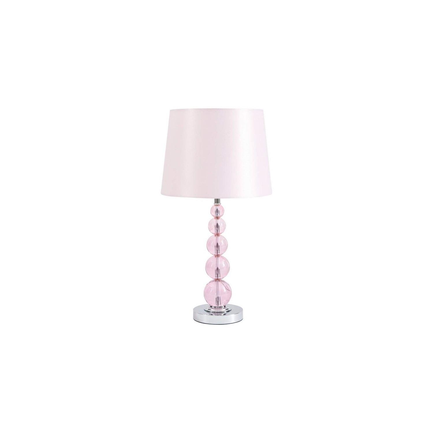 Vintage Pink Crystal-Accented Metal Table Lamp, 23" Height