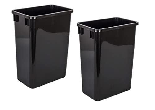 Hardware Resources Plastic Trash Can - Indoor Garbage Bin for Kitchen, Home, Office & Commercial Use - Large Waste Disposal Tub, CAN-35 Plastic Waste Container- 35-Quart (8.75-Gallon), Black, 2 PCS