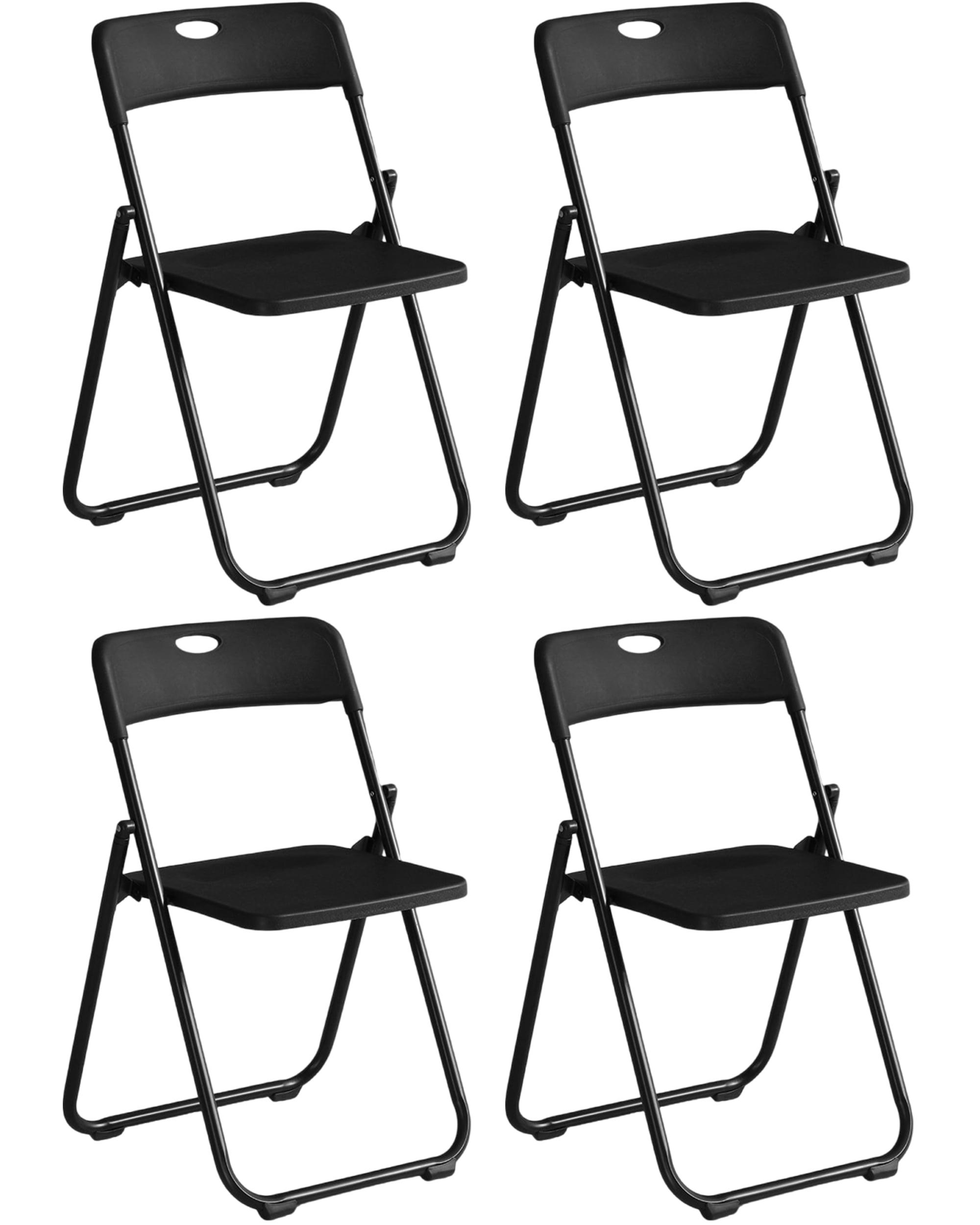SKONYON 4 Pack Folding Chairs Fabric Cover Padded Folding Chair with Durable Steel Frame