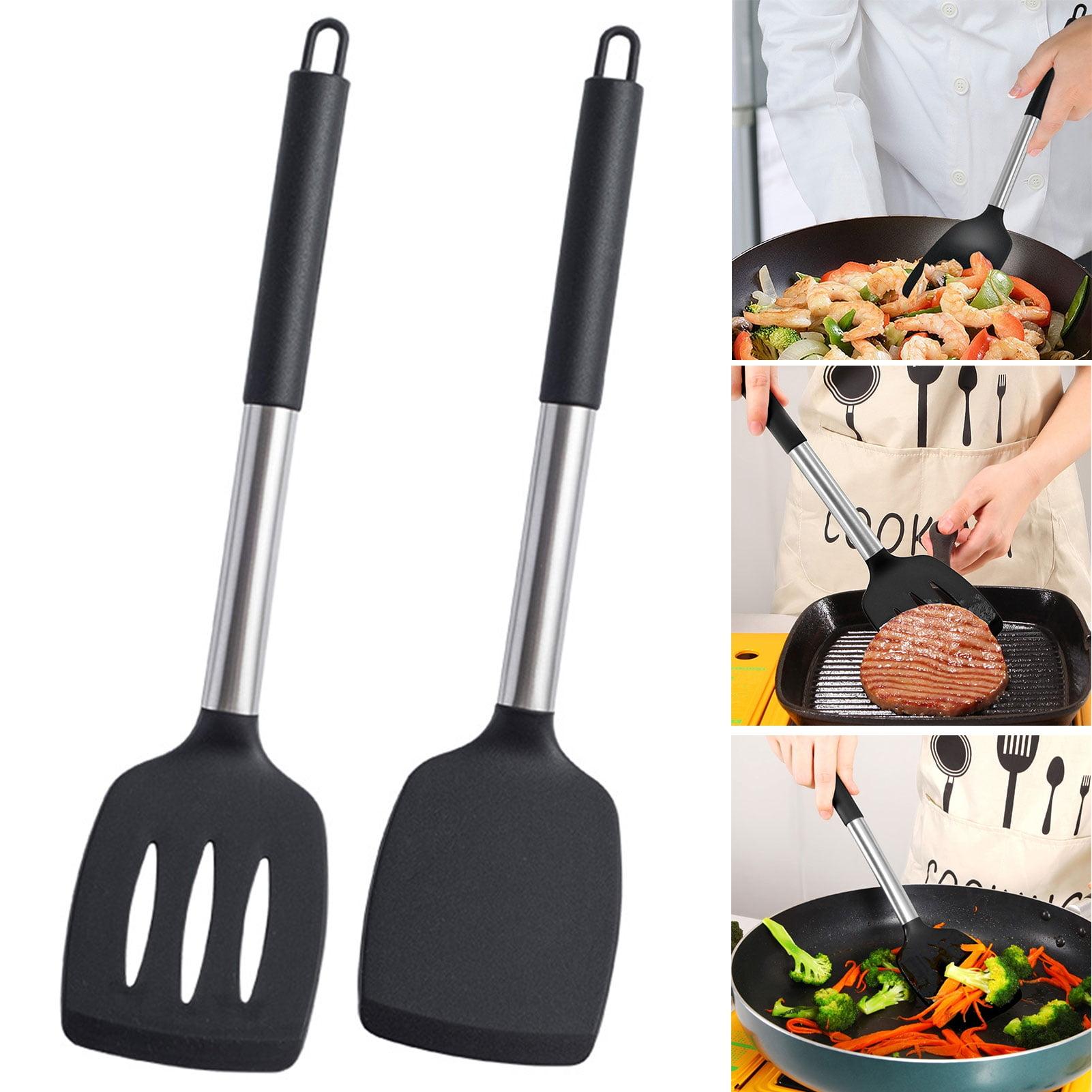 Black Silicone and Stainless Steel Non-stick Turner Set