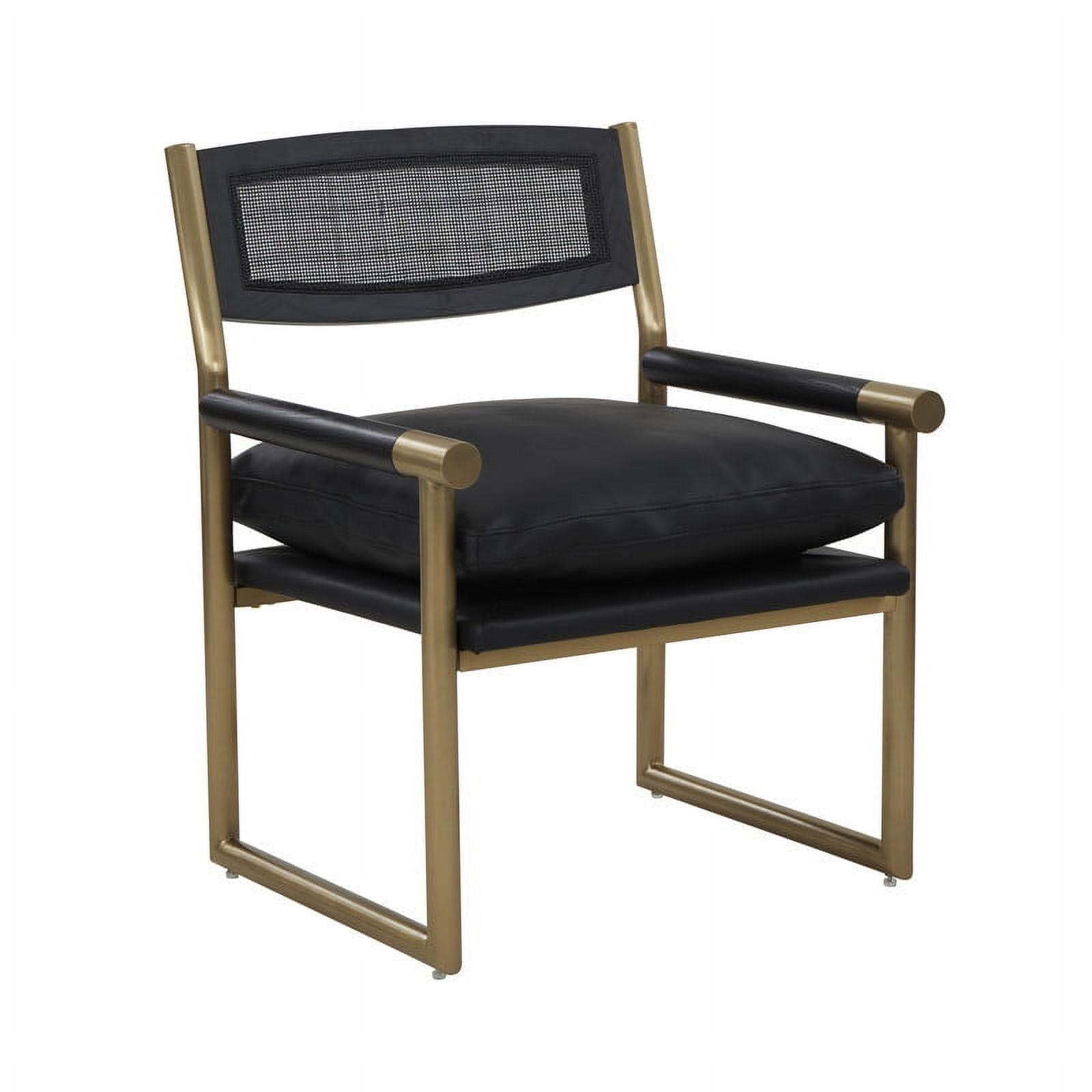 Harlow Black Vegan Leather Accent Chair with Gold Frame