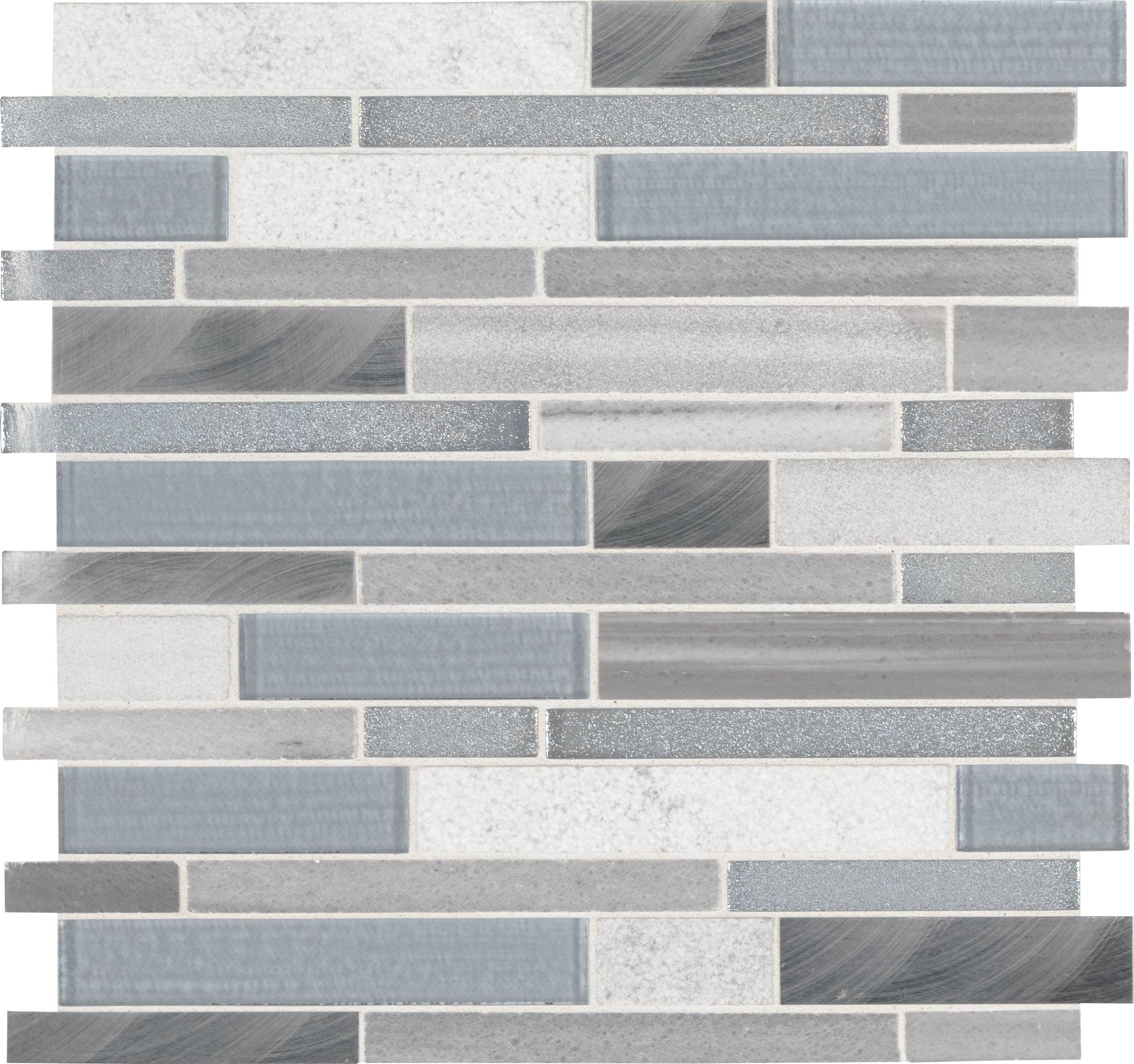 Harlow Interlocking 12 in. x 12 in. Glass, Stone and Metal Blend Mosaic Wall Tile