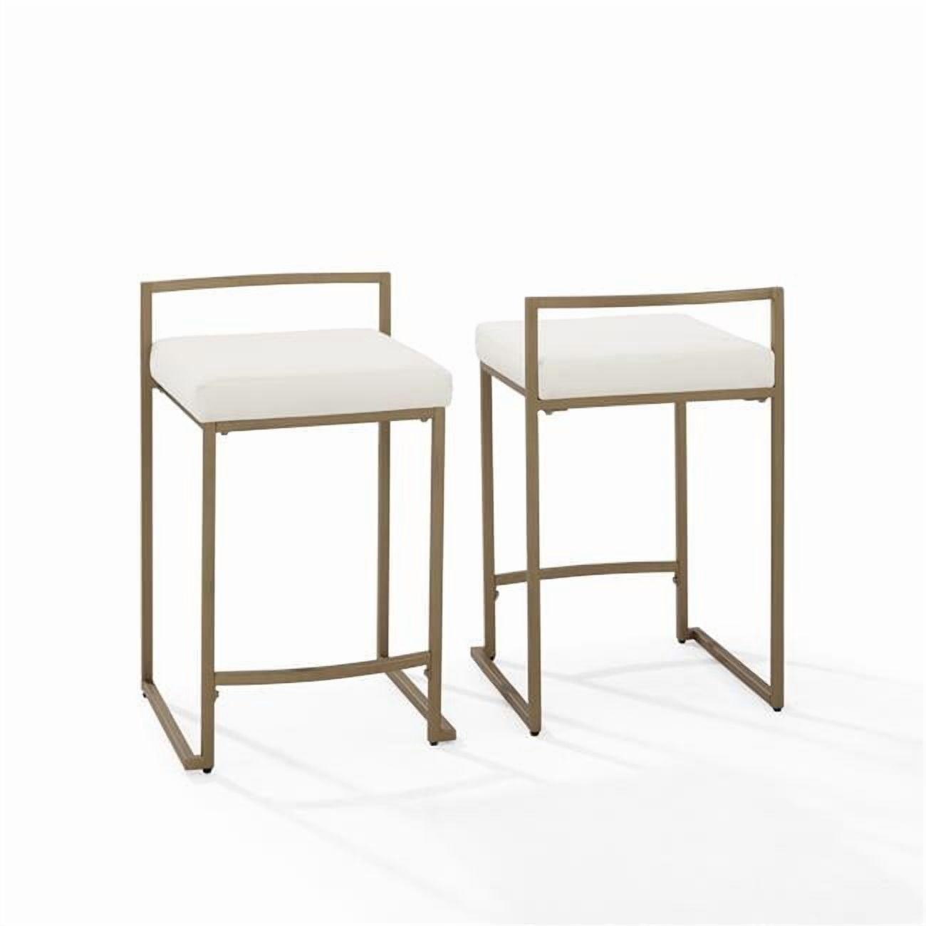 Set of 2 Harlowe Counter Height Barstools Creme - Crosley: Plush Velvet, Steel Frame, 24.25" Seat Height