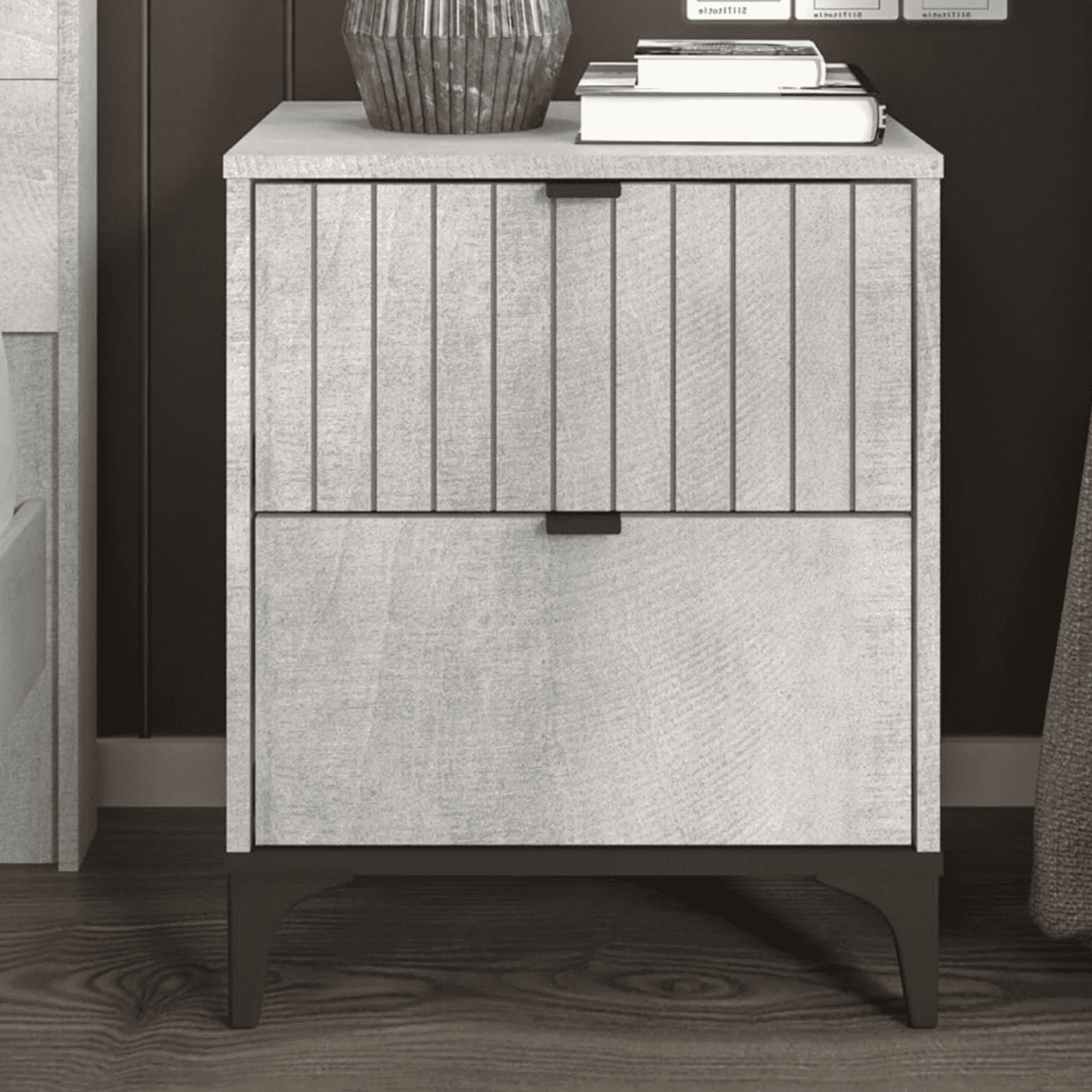 Galano Harlowin 2 Drawer Nightstand - Dusty Grey Oak