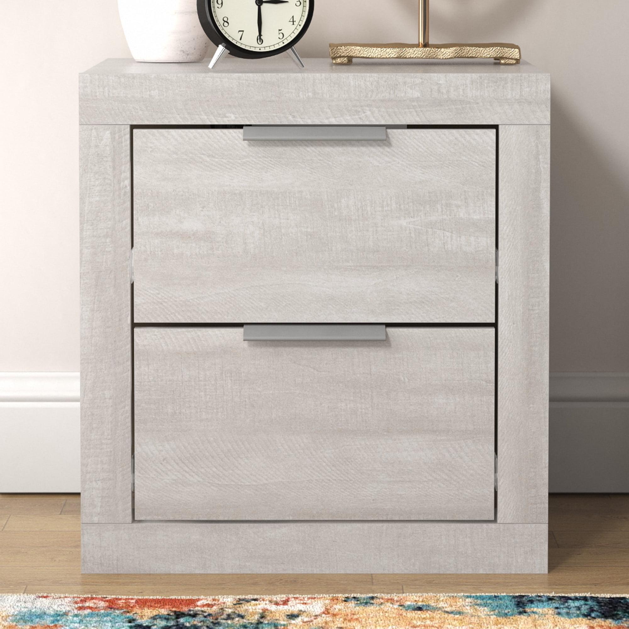 Galano Harlowin 2 Drawer Nightstand - Dusty Grey Oak