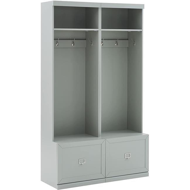 Gray 2-Piece Hall Tree Entryway Set with Storage Drawers