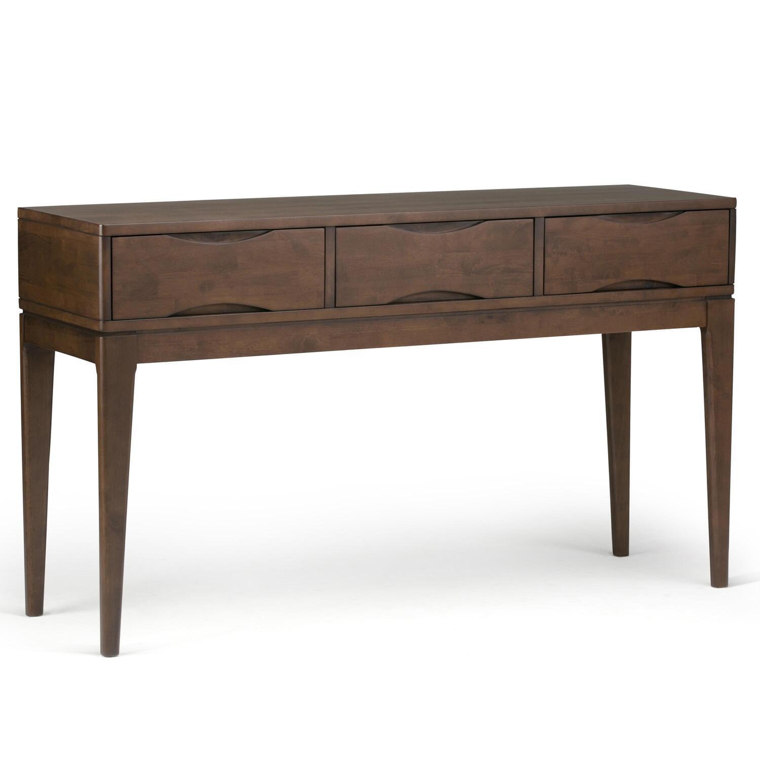 Harper Walnut Brown Solid Wood Console Table with Storage