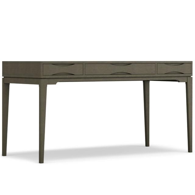 Simpli Home Harper Solid Wood Desk, Contemporary Style with Keyboard Tray and Storage