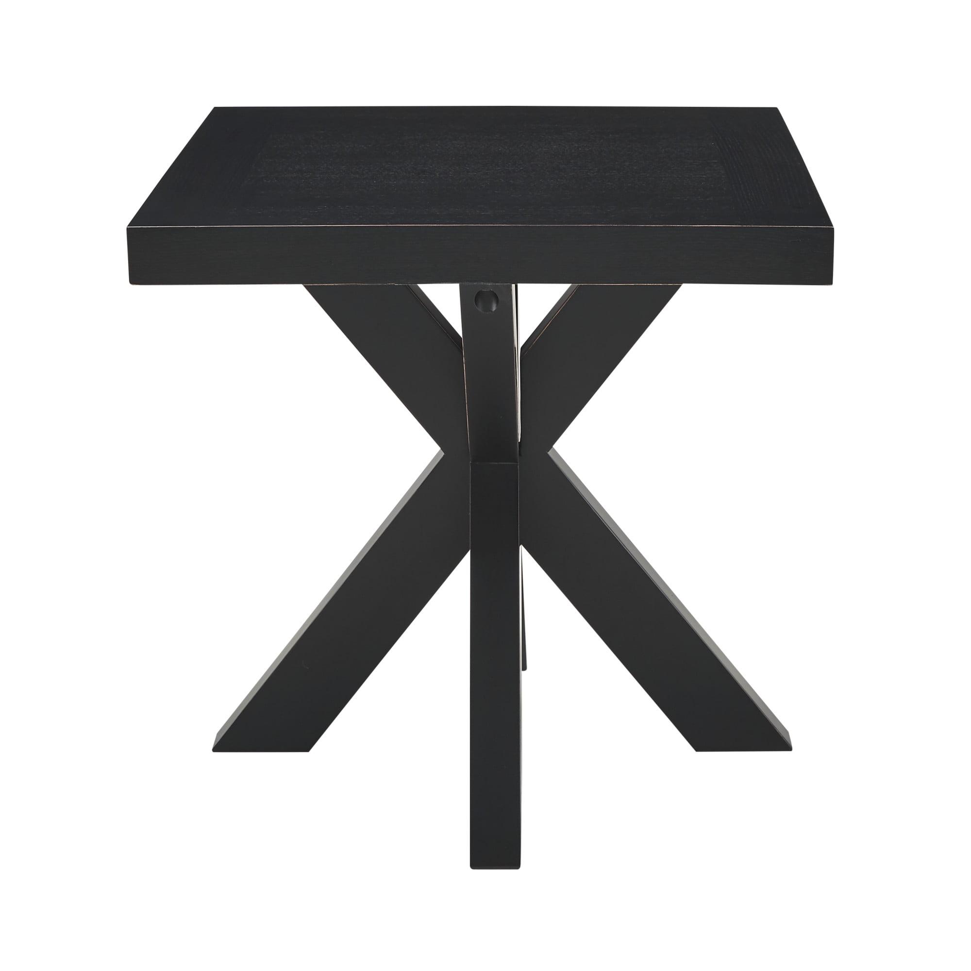 Steve Silver Co. Harris End Table Black: Square Accent Table, Rubberwood Frame, MDF Veneer Top