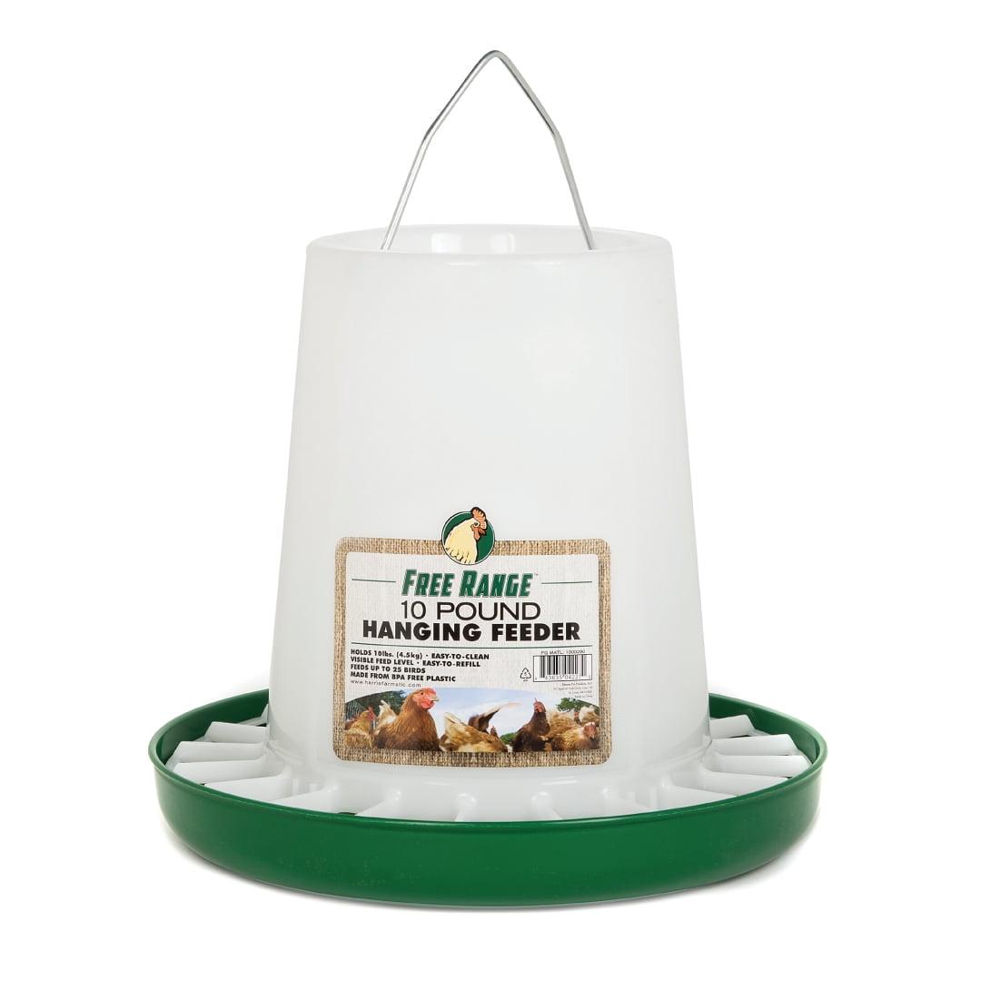 Harris Farms Free Range Hanging Poultry Feeder, Twist Lock Base, 10 lbs