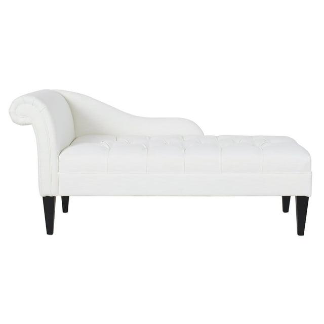 Harrison Tufted Roll Arm Chaise Lounge Antique White