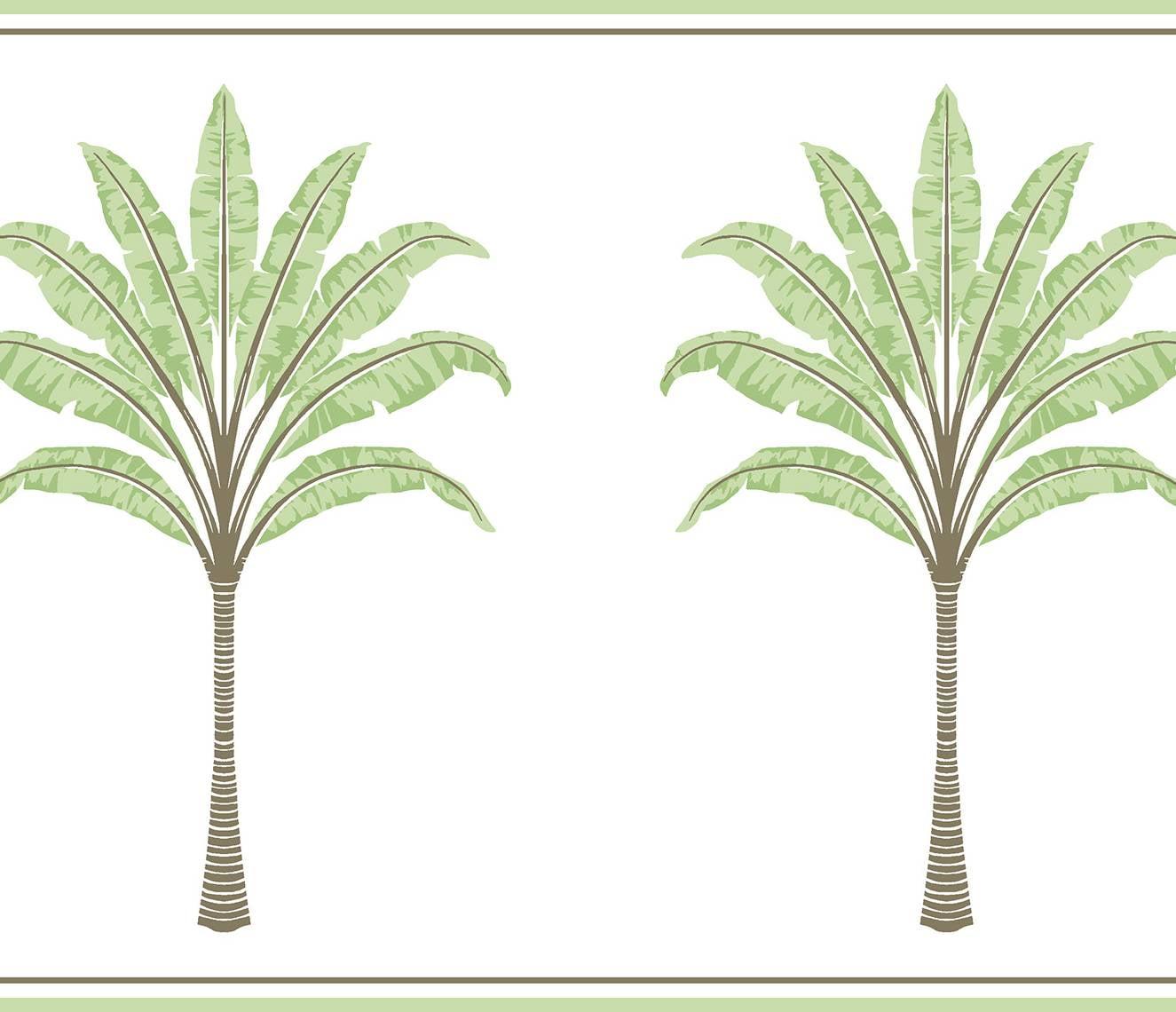 Harry & Grace Green Tea Montgomery Palm Peel and Stick Wallpaper Border