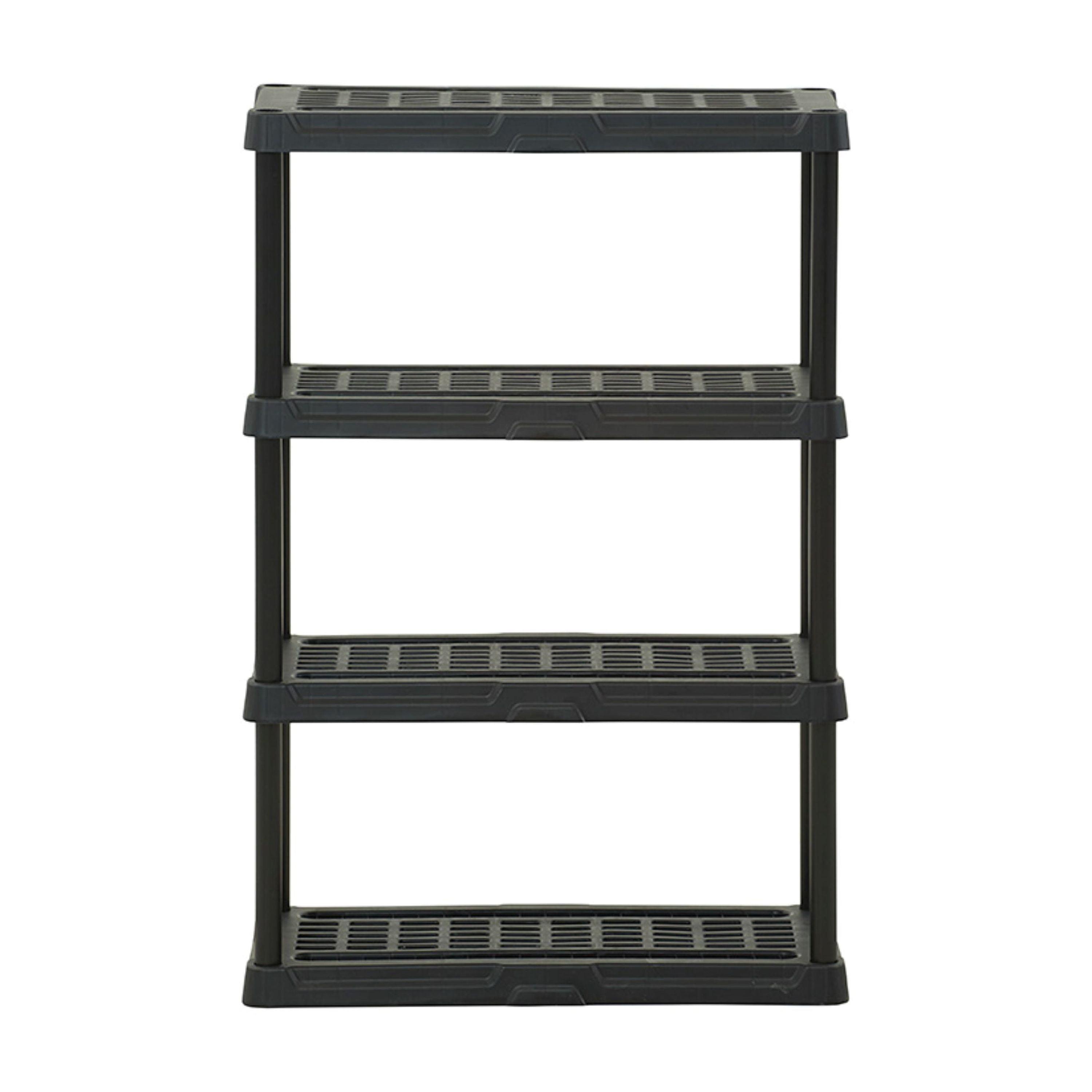 Hart Black Plastic 4-Tier Shelf 36" W x 18" D x 53" H, Up to 600 lb Total Capacity