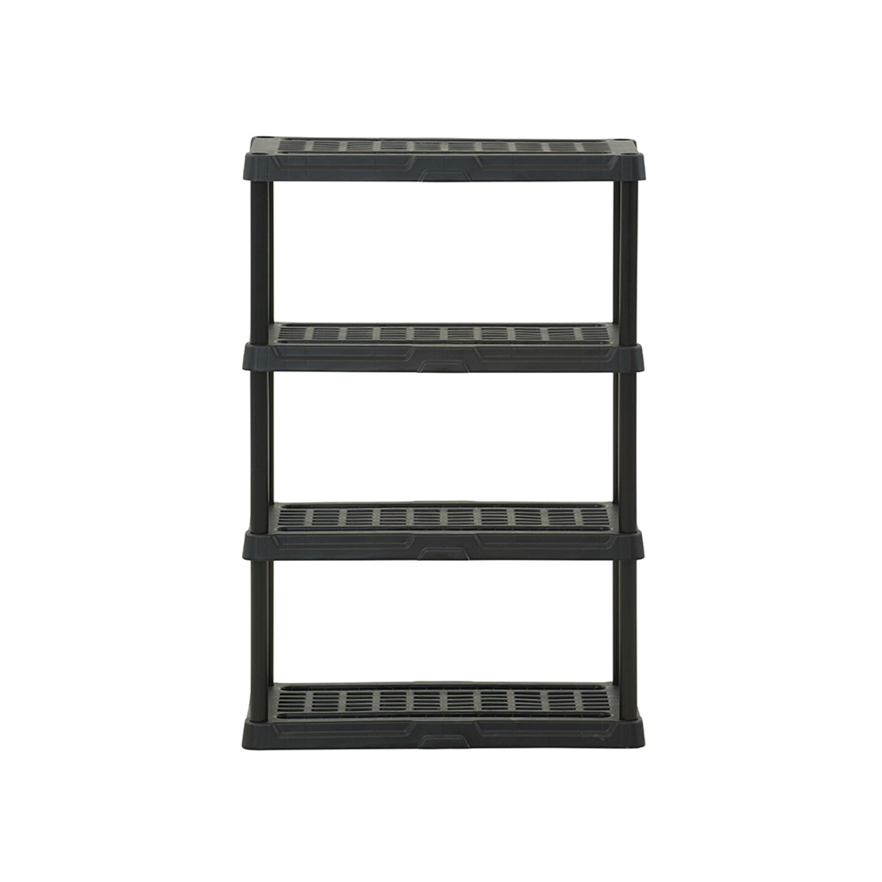 Hart Black Plastic 4-Tier Shelf 36" W x 18" D x 53" H, Up to 600 lb Total Capacity