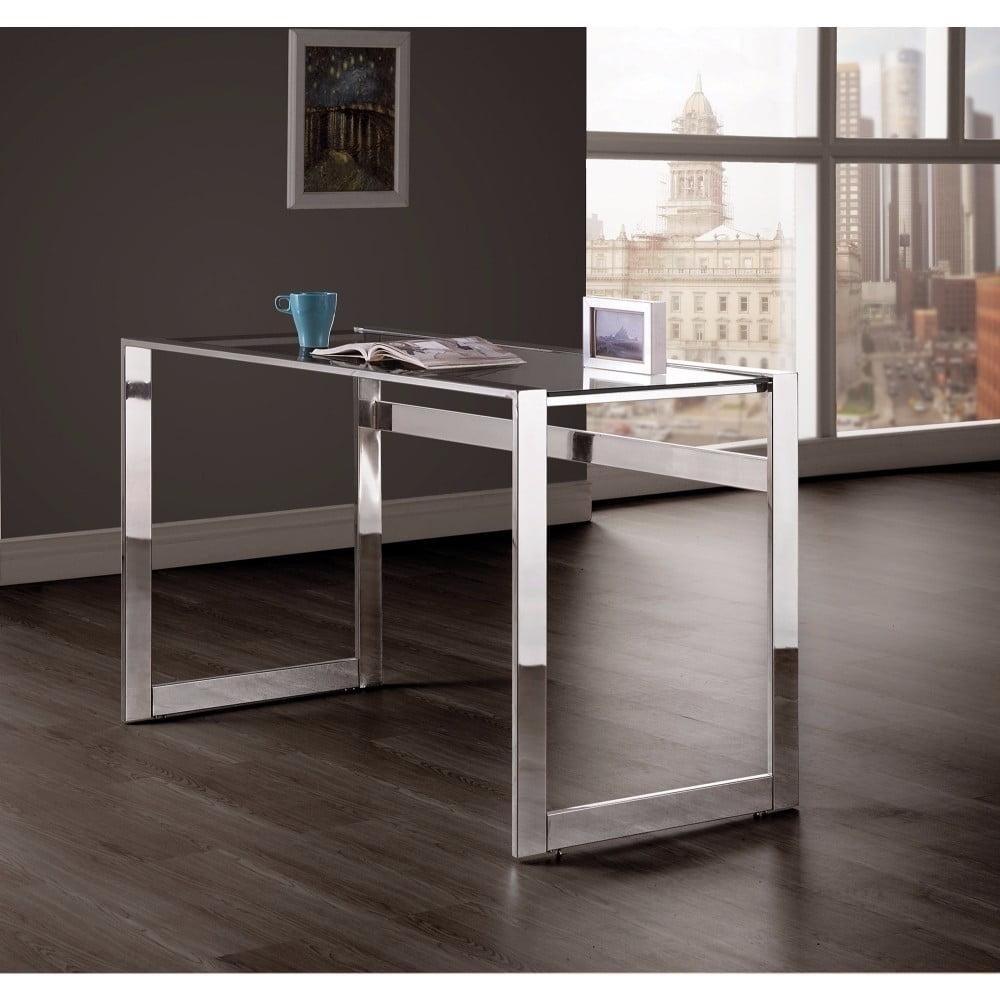 Hartford Contemporary 47'' Silver Glass Top Home Office Desk