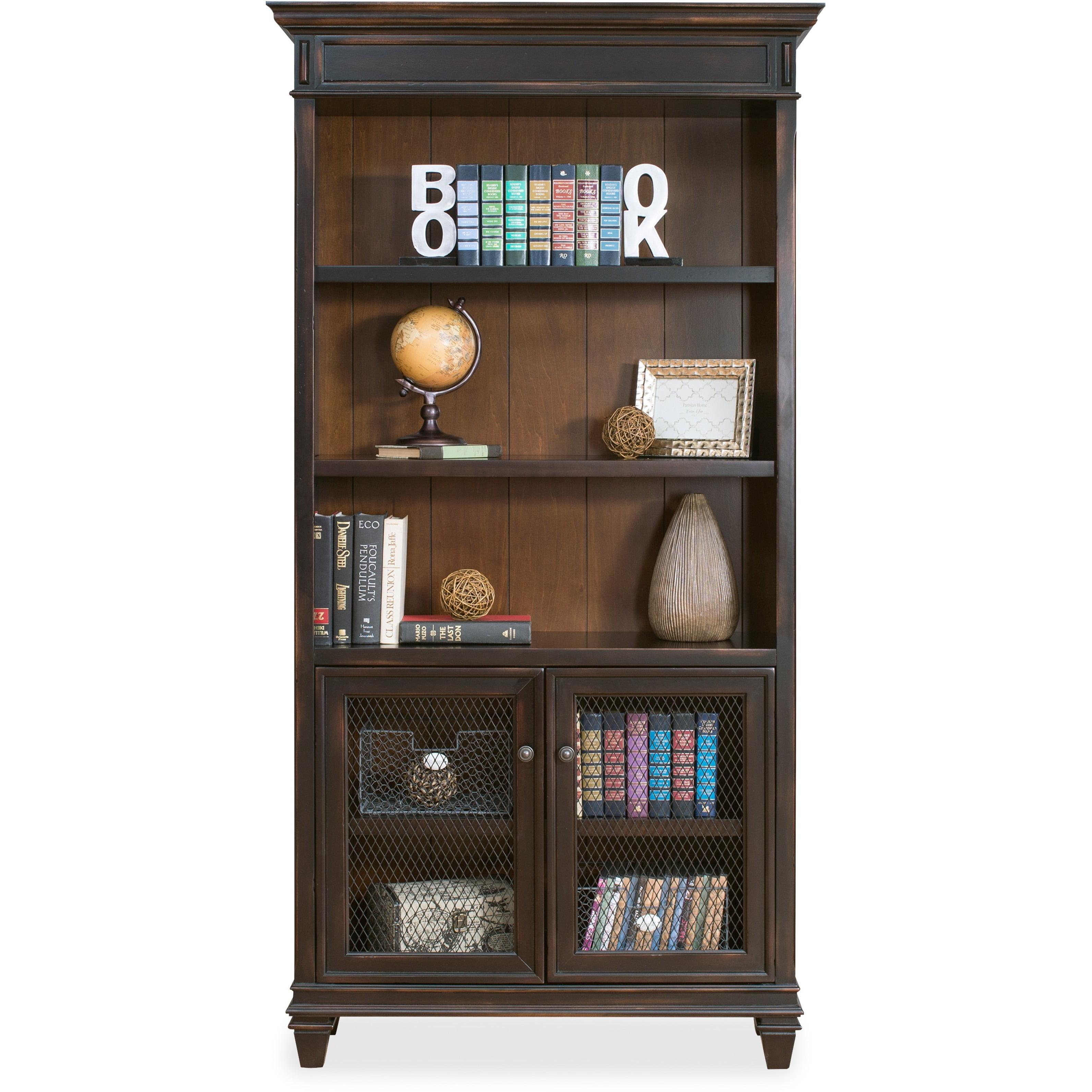 Hartford Black and Brown Wood Bookcase with Doors