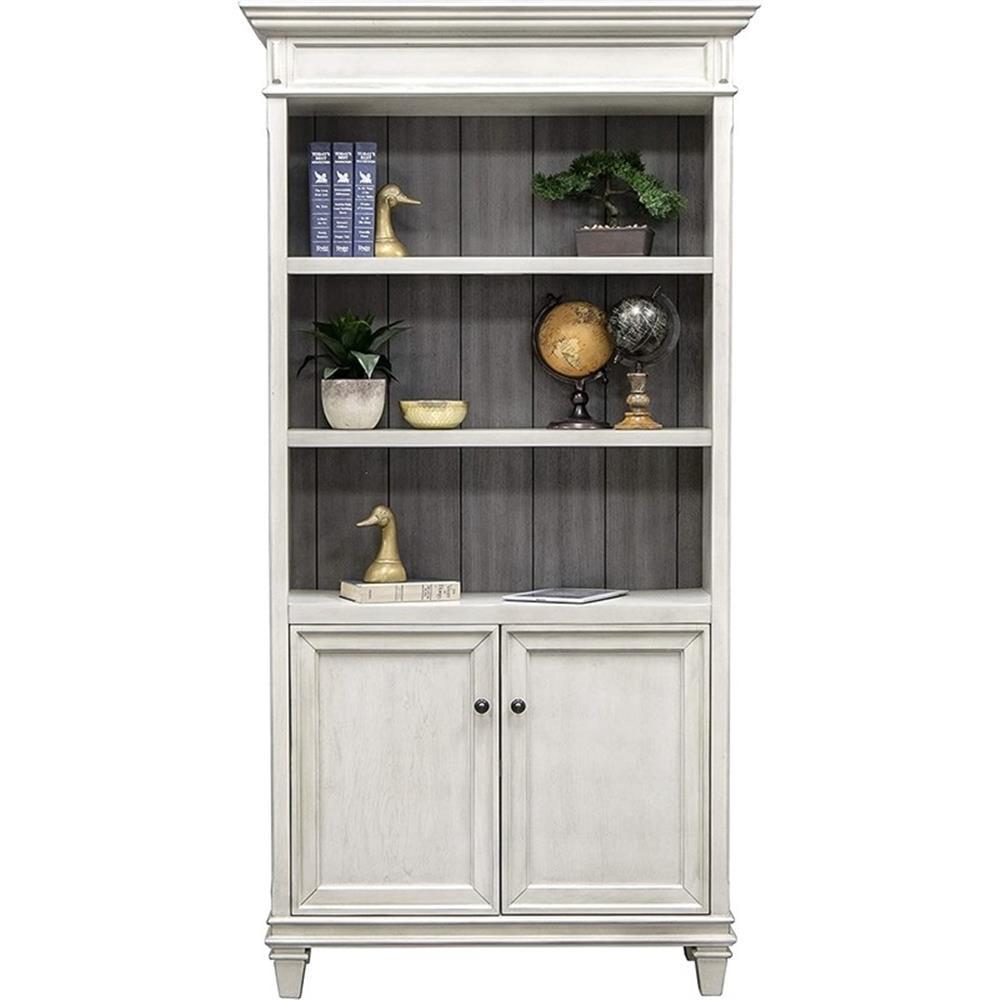 Hartford Wood Bookcase With Doors Storage Cabinet Office Shelves White