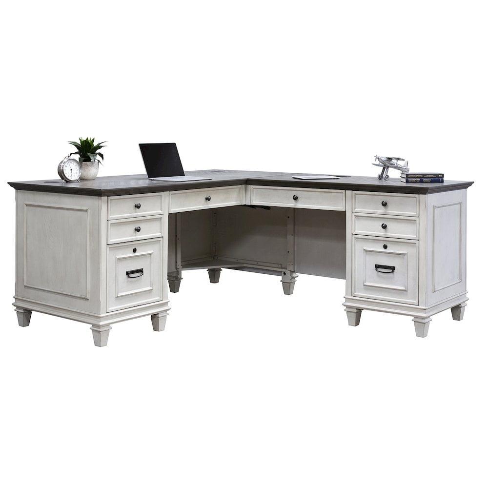Hartford Wood L-Desk and Return Writing Table and return Office Desk White