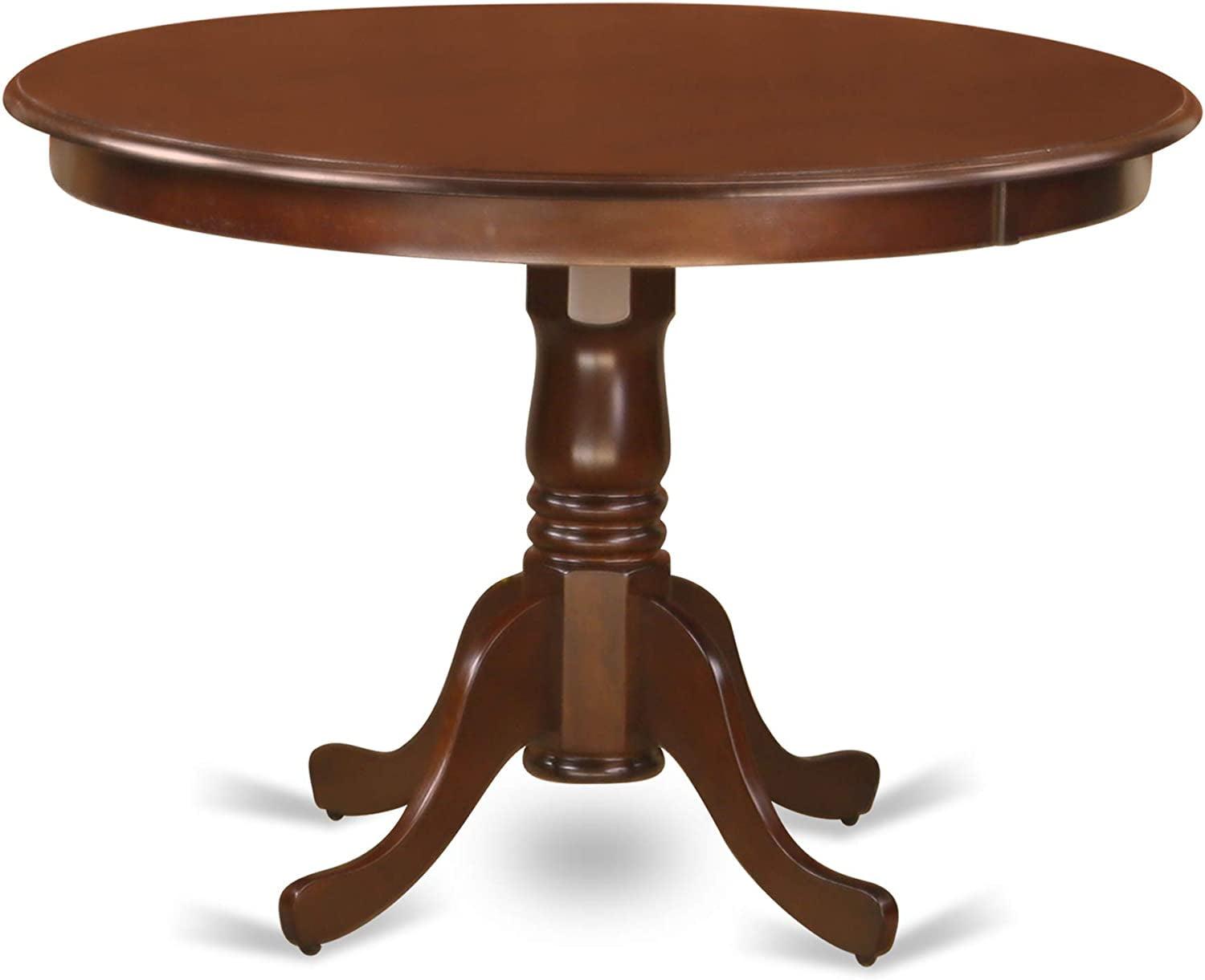 Elegant Mahogany Wood Round Dining Table with Pedestal Base, 42" Diameter