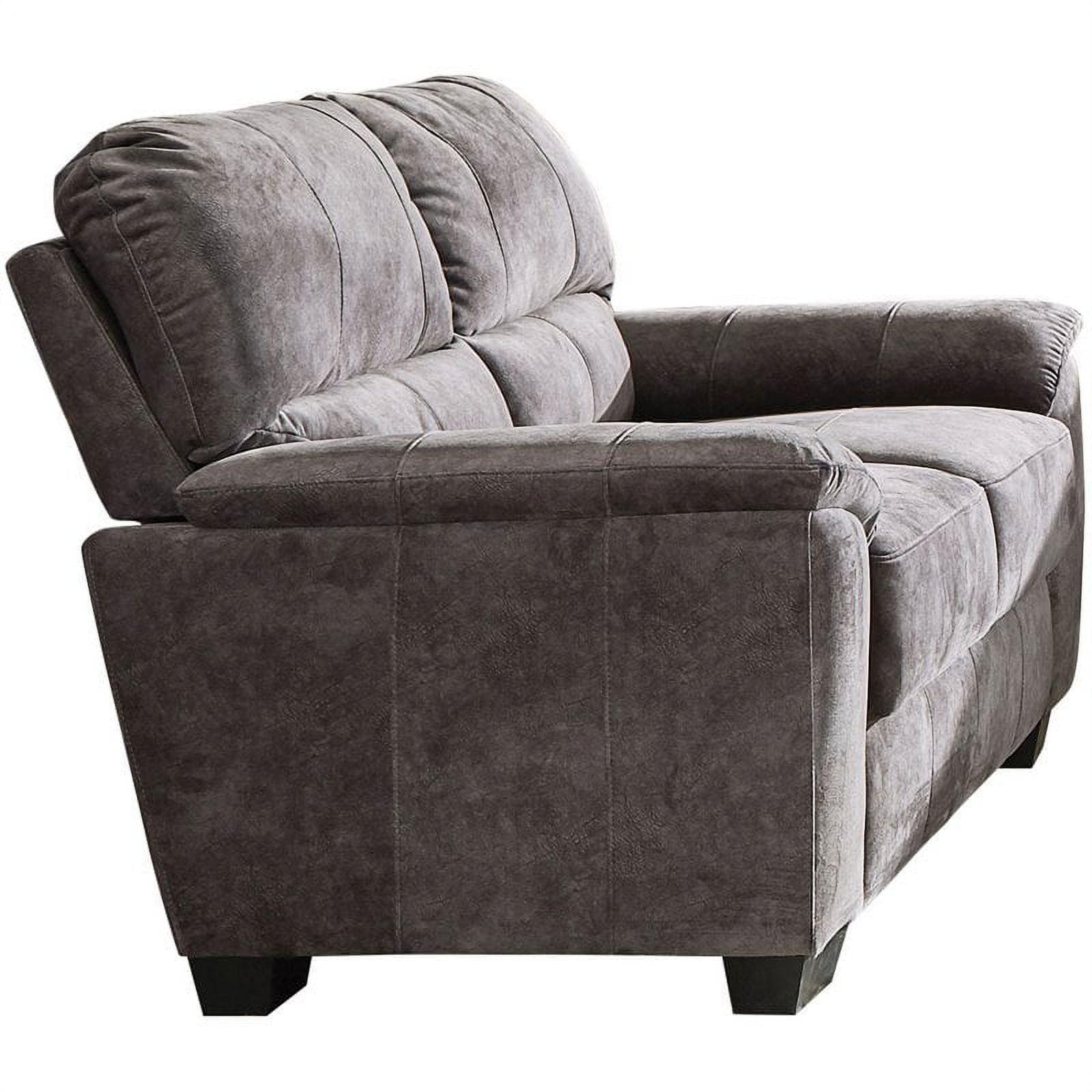 Contemporary Charcoal Grey Velvet Loveseat with Pillow-Top Arms