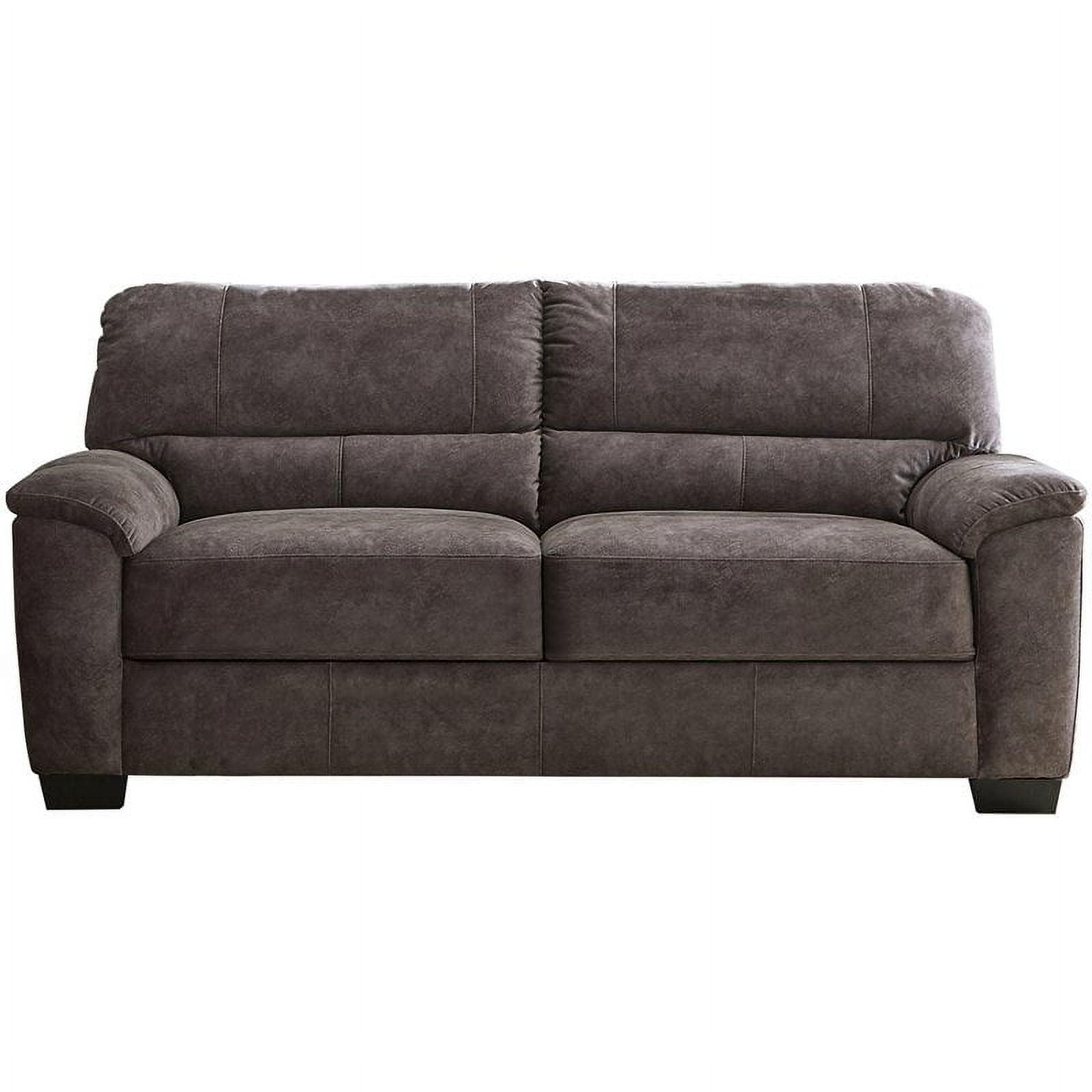Contemporary Charcoal Grey Velvet Stationary Sofa with Pillow Top Arms