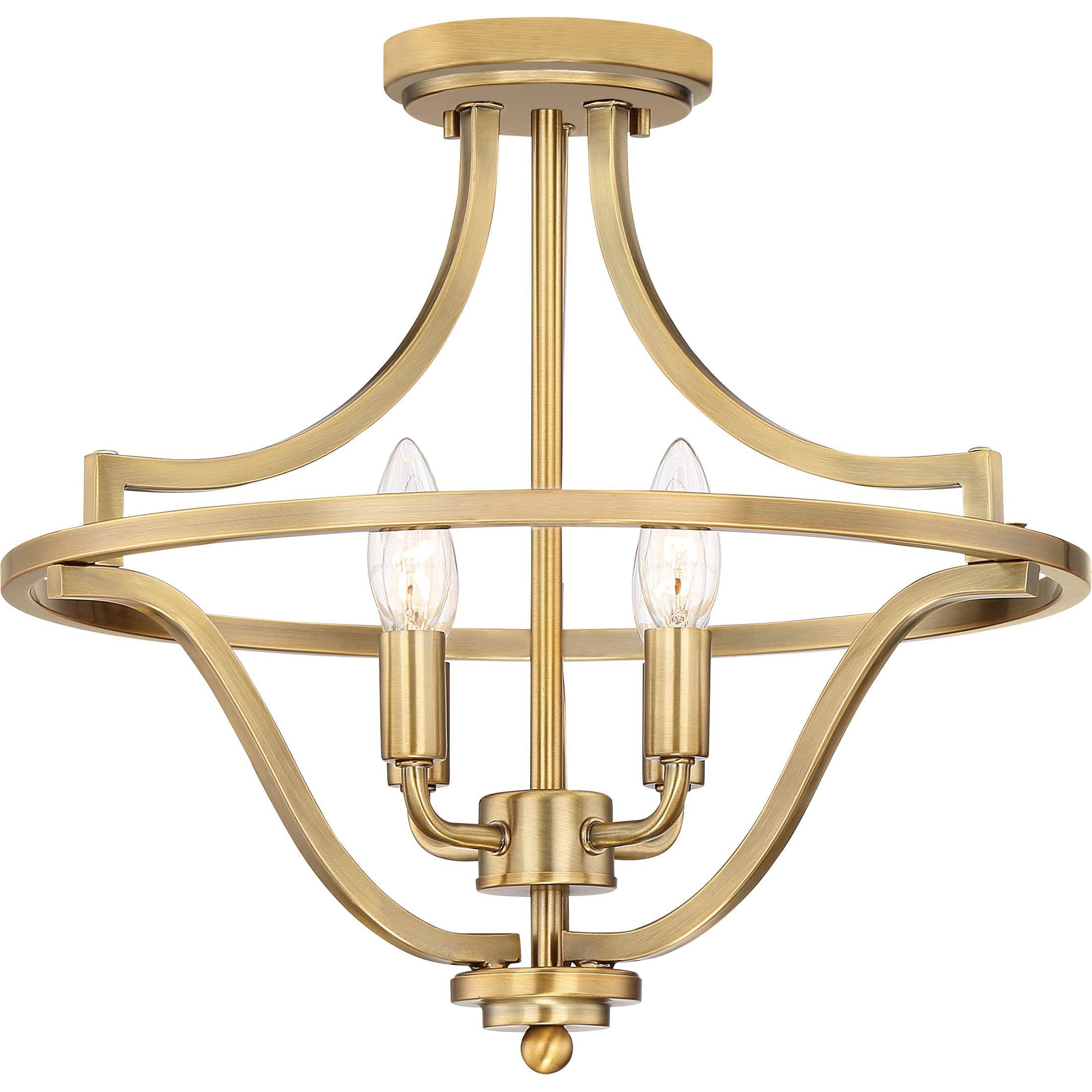 Harvel 16" Weathered Brass Semi-Flush Mount Ceiling Light