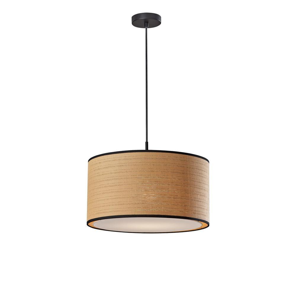 Harvest Large Pendant Black - Adesso: Coastal Design, Woven Paper Shade, ETL Listed