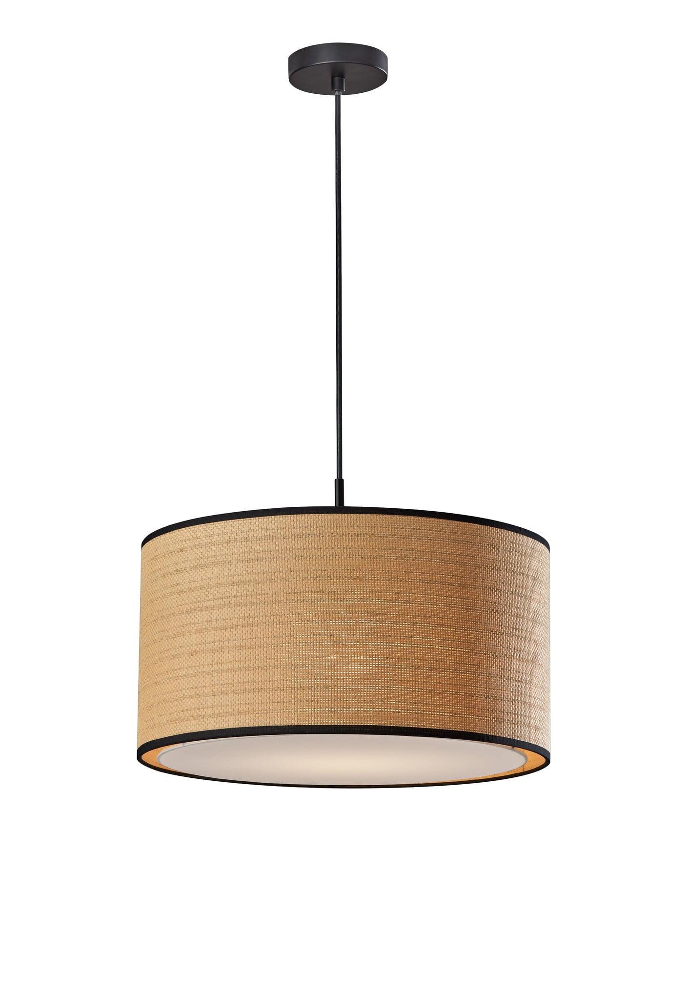 Black Brass Drum Pendant Light with LED and Incandescent Options