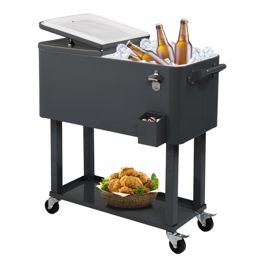 Best Choice Products 80qt Steel Rolling Cooler Cart w/ Bottle Opener, Catch Tray, Drain Plug, Locking Wheels