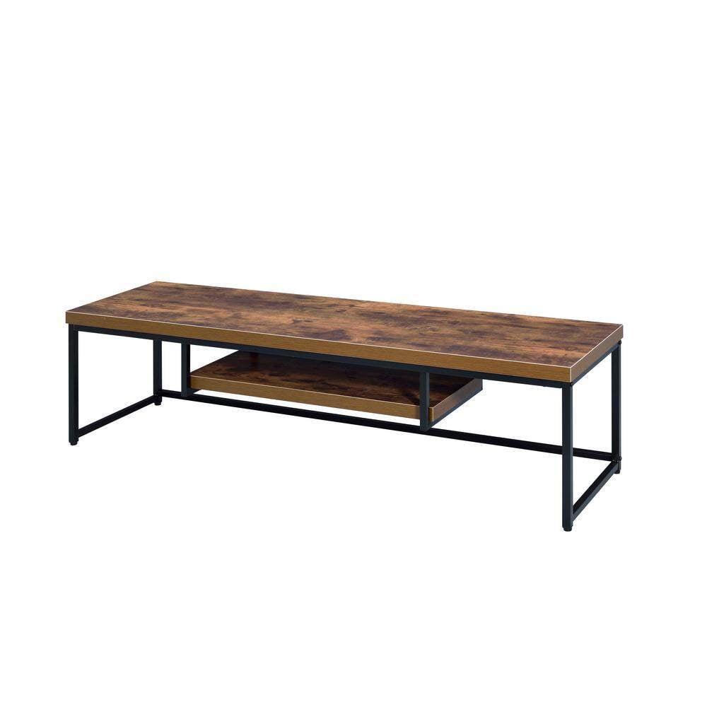 Weathered Oak and Black Industrial Media Console